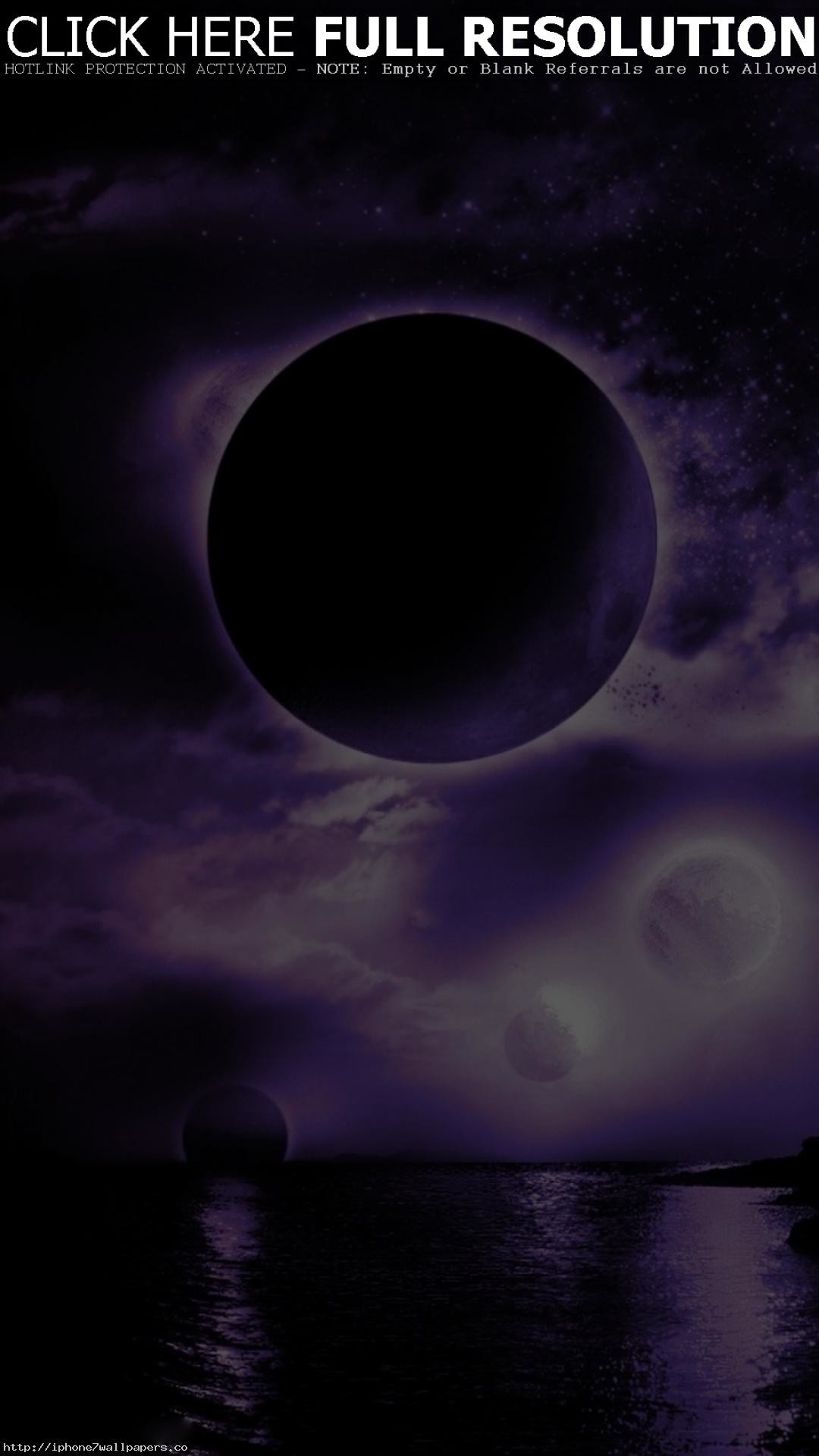 Eclissi, Pianeta, Notte, Viola, sfondo Android verticale