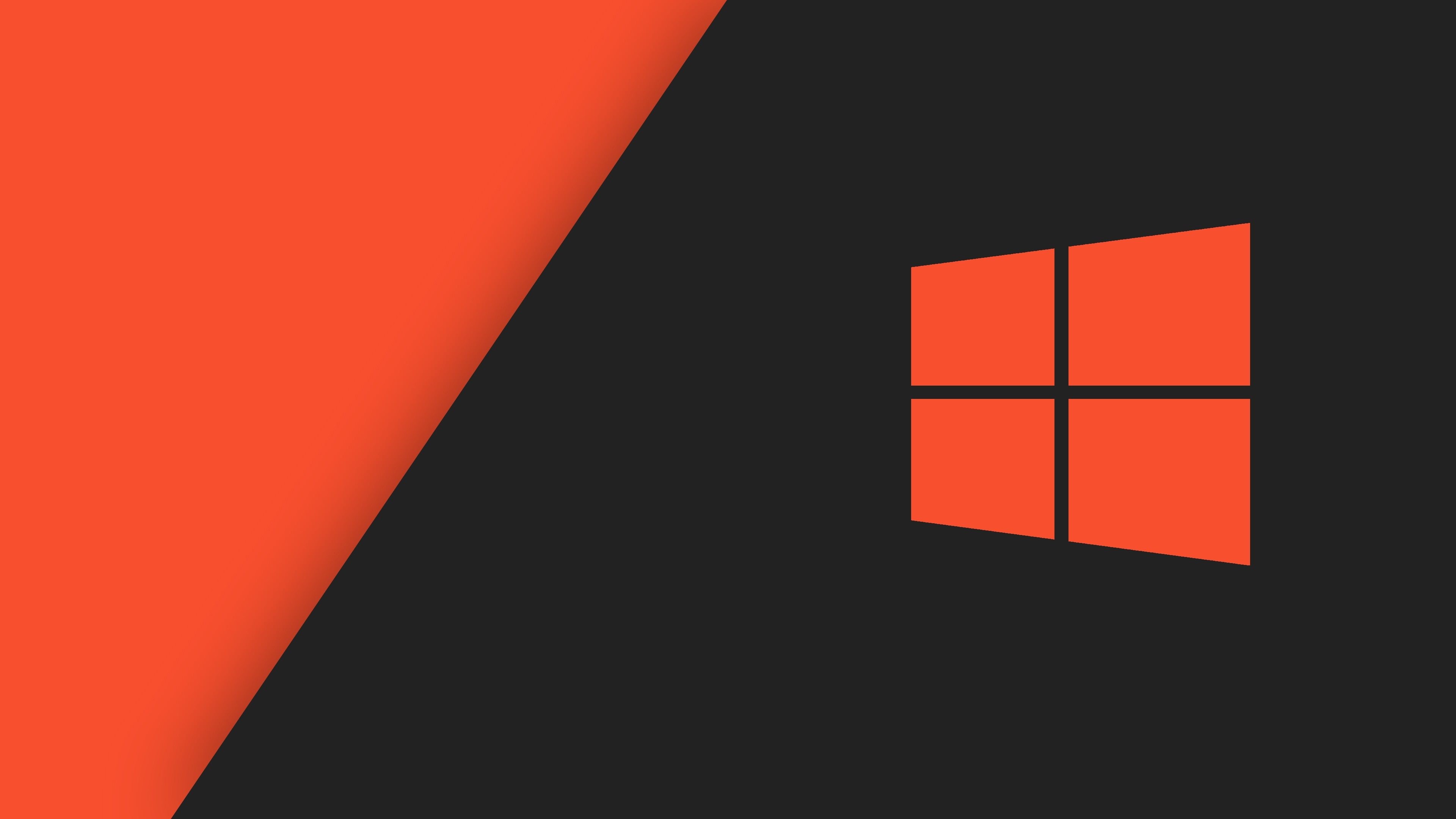 Windows 10, Logo Windows, Arancione e nero, Minimalista, 4K, sfondo per PC
