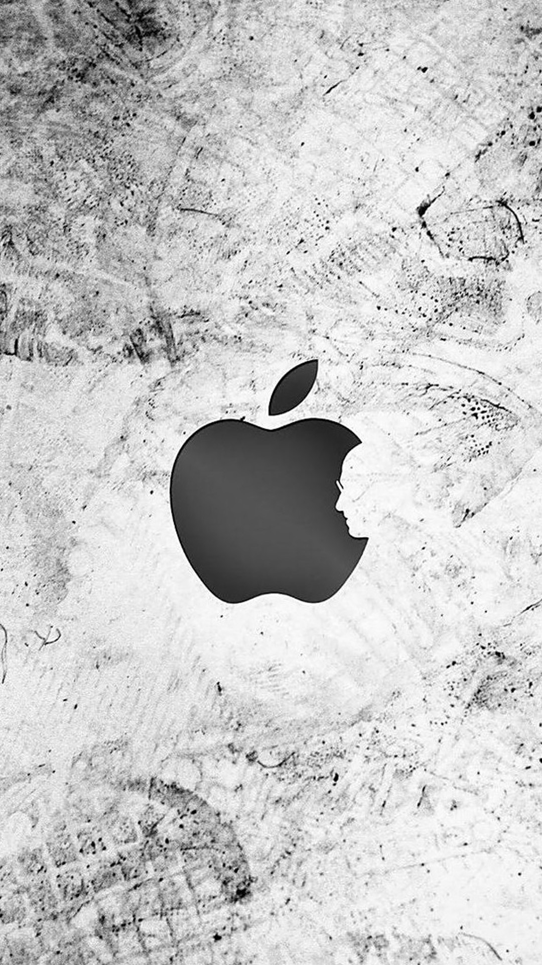 Logo Apple, Grunge, Bianco e nero, Full HD, sfondo per smartphone