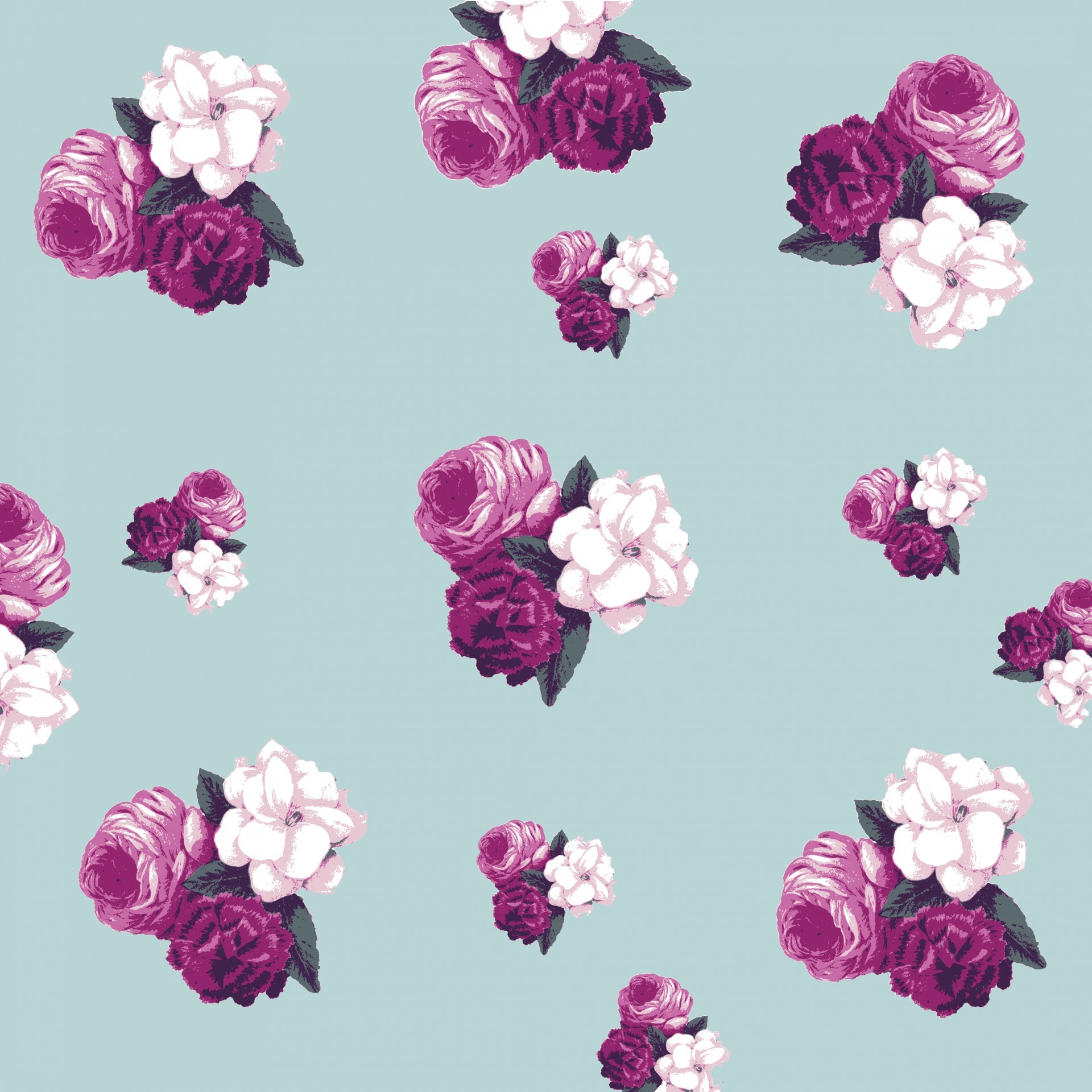 Rose, Motivo floreale, Viola, Azzurro, sfondo per iPad e tablet
