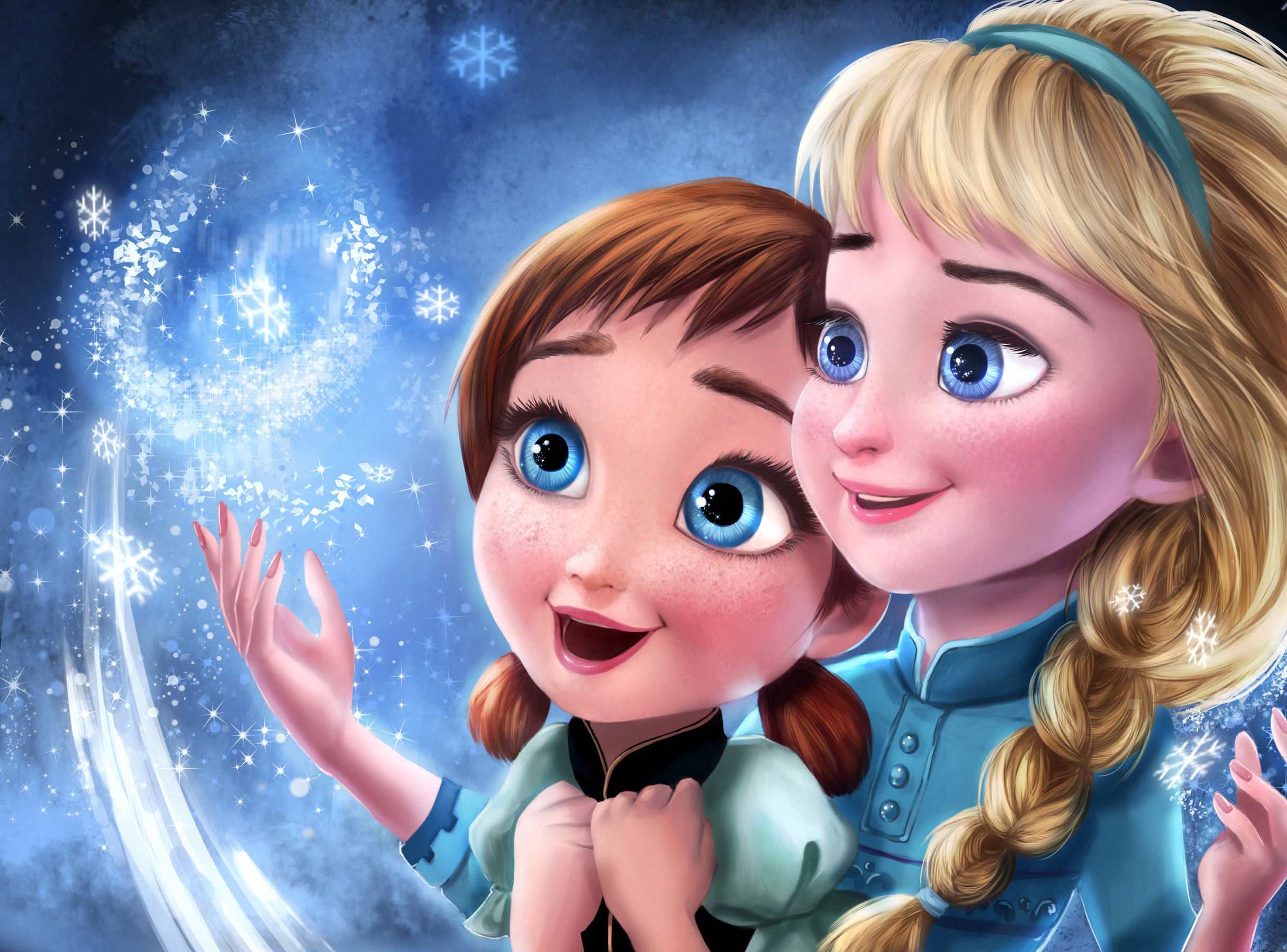 Anna, Elsa, Bambine, Sorelle, Fiocchi di neve, Full HD, schermata di blocco iPad
