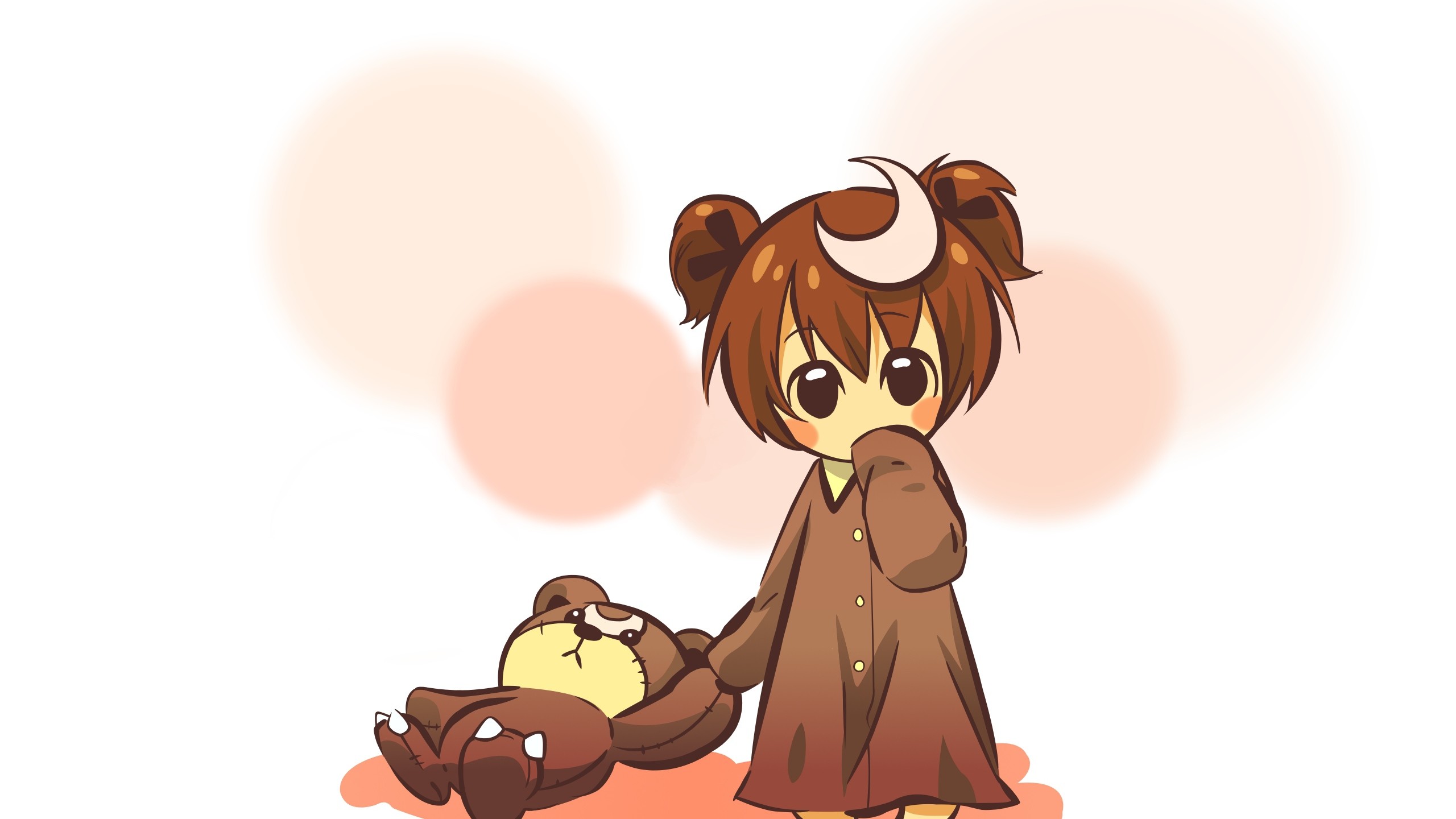 Ragazza chibi, Orsacchiotto, Kawaii, Minimalismo, 2K, sfondo Windows 11
