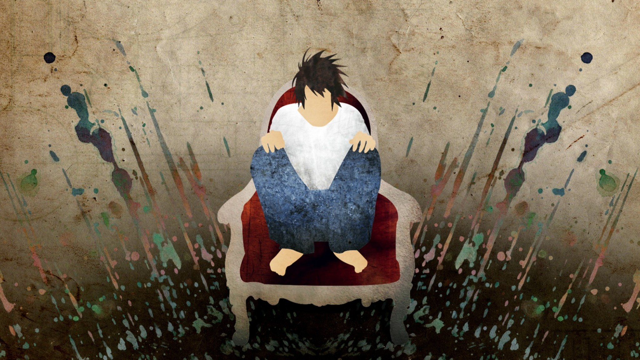 L Lawliet, Death Note, Poltrona, Arte astratta, Full HD, sfondo per PC e portatile
