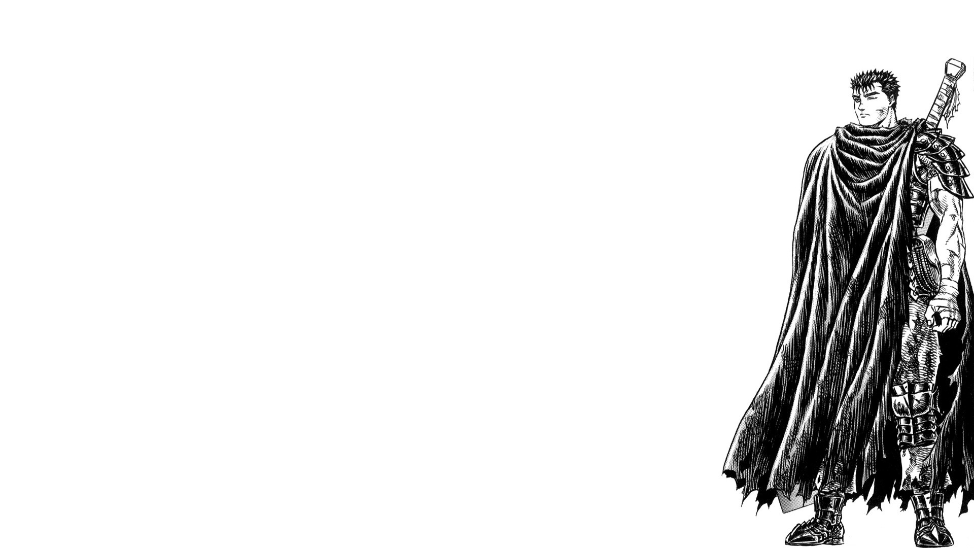 Gatsu, Berserk, Manga, Mantello, Sfondo bianco, Full HD, wallpaper per PC
