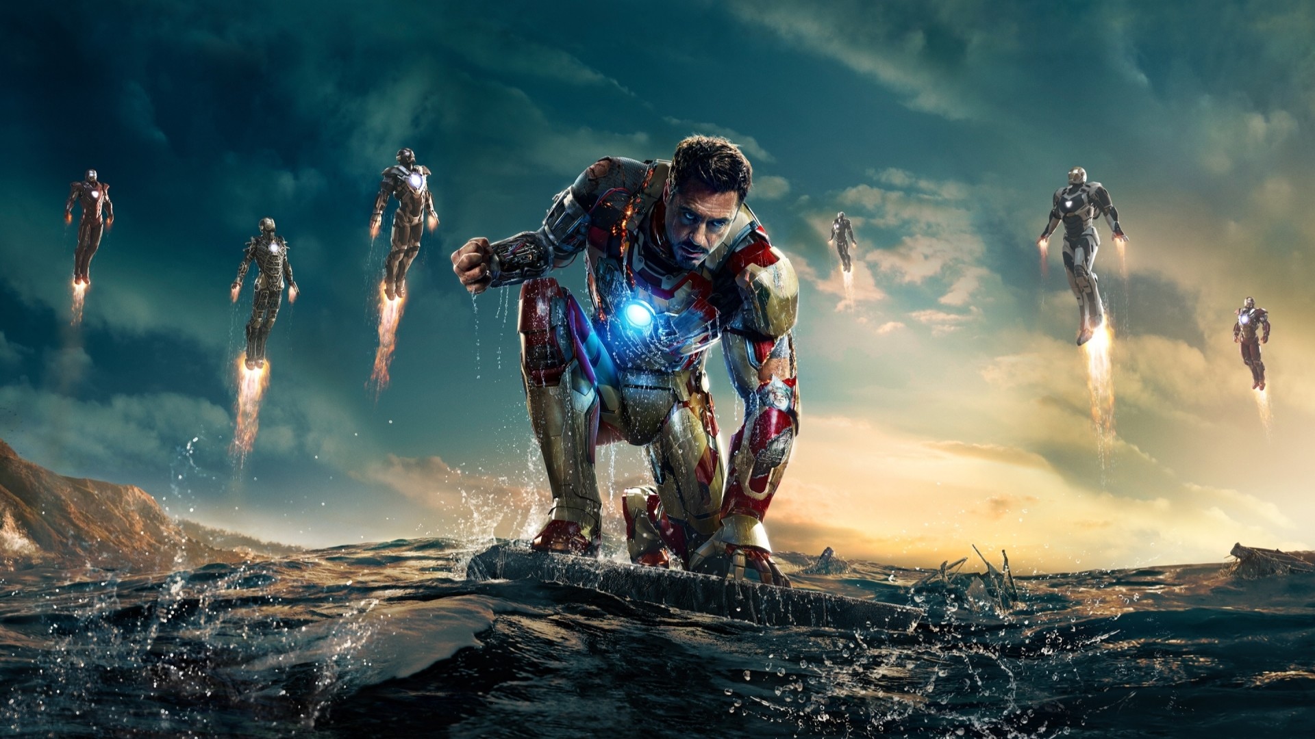 Iron Man, Iron Man 3, Robert Downey Jr., Armature, Full HD, sfondo iMac