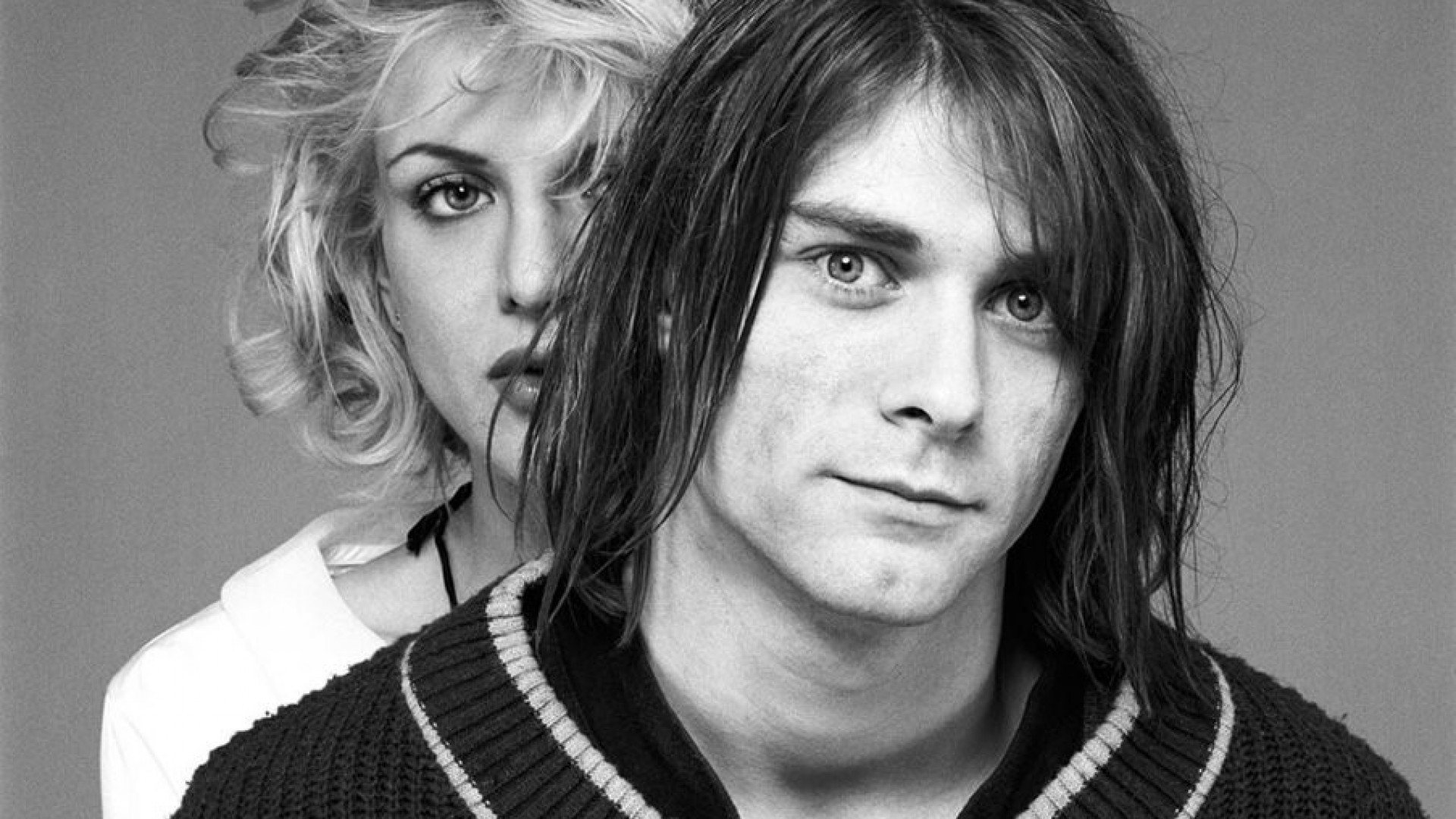 Kurt Cobain, Courtney Love, Bianco e nero, Ritratto, 1920x1080, sfondo per PC