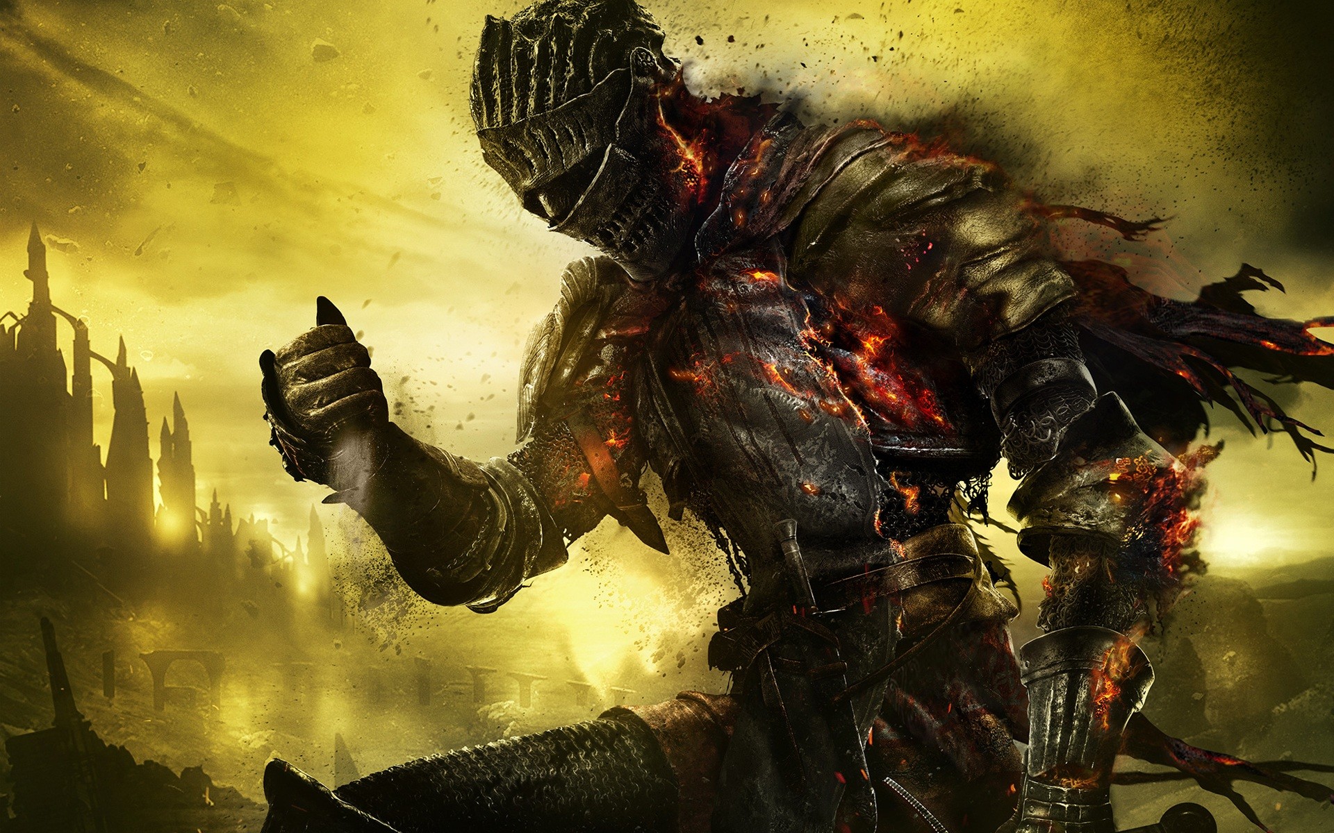 Ashen One, Dark Souls III, Cavaliere, Braci, Giallo, 1920x1200, sfondo per PC