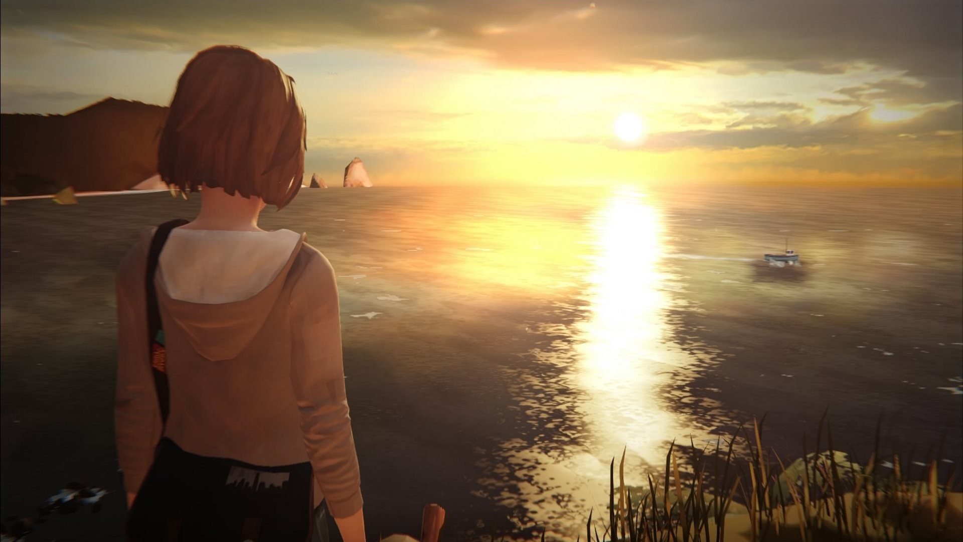 Max Caulfield, Life is Strange, Tramonto, Mare, Full HD, sfondo per PC
