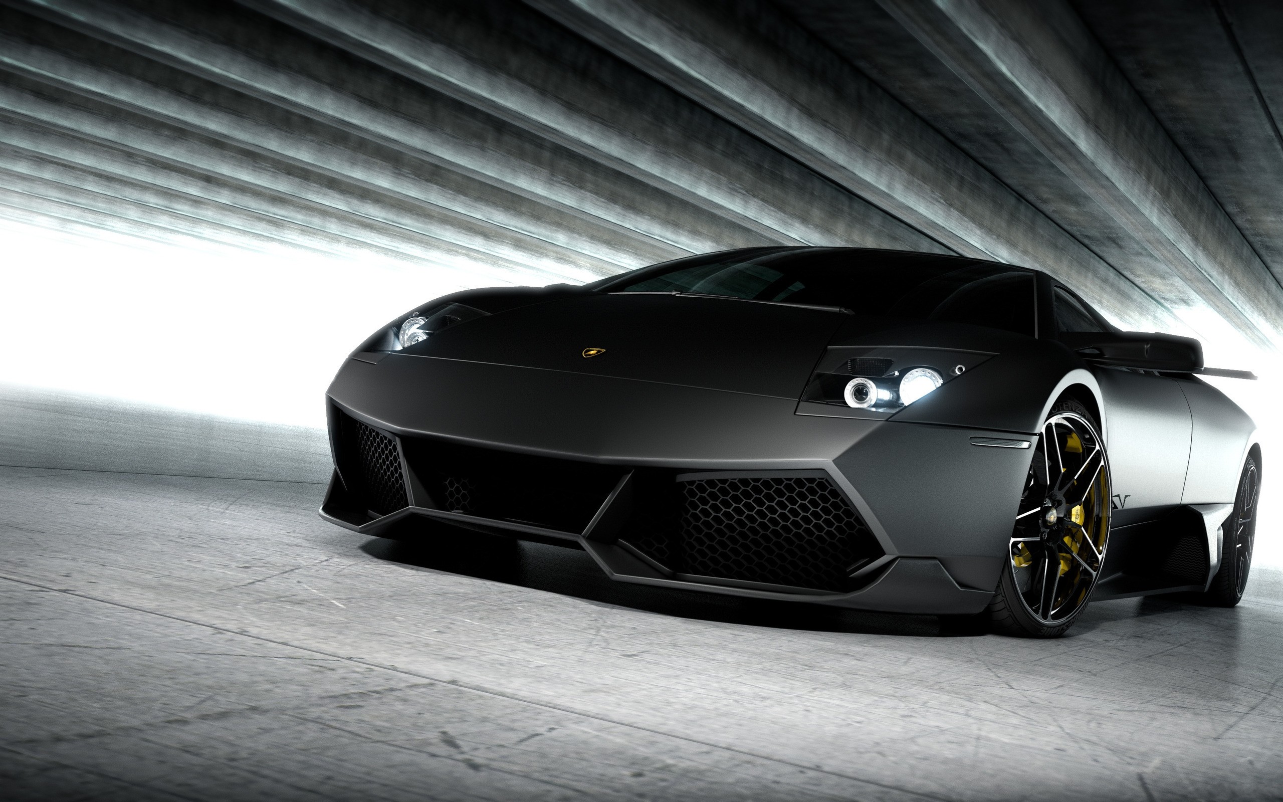 Lamborghini Murciélago LP670-4 SuperVeloce, Lamborghini Murciélago, Nero opaco, Tunnel, sfondo desktop