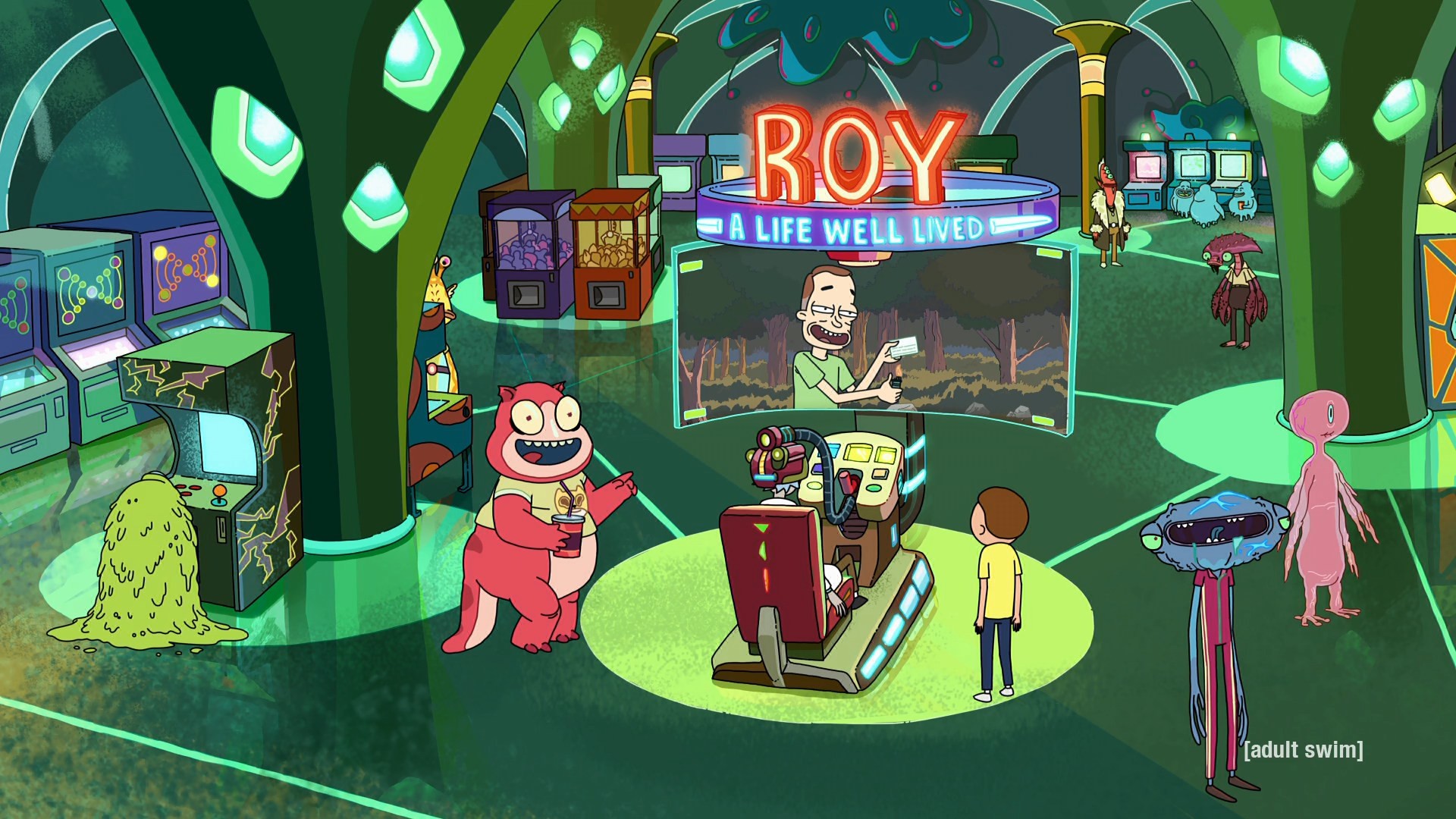 Rick and Morty, Blips and Chitz, Roy: A Life Well Lived, Sala giochi, sfondo desktop 1920x1080