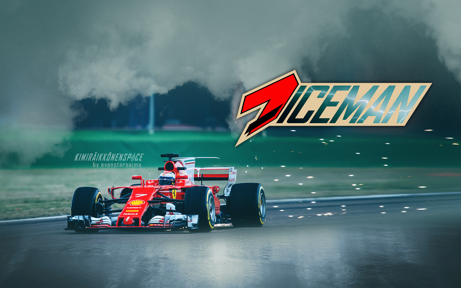 Kimi Räikkönen, Iceman, Scuderia Ferrari, Formula 1, Pioggia, 1920x1200, wallpaper desktop
