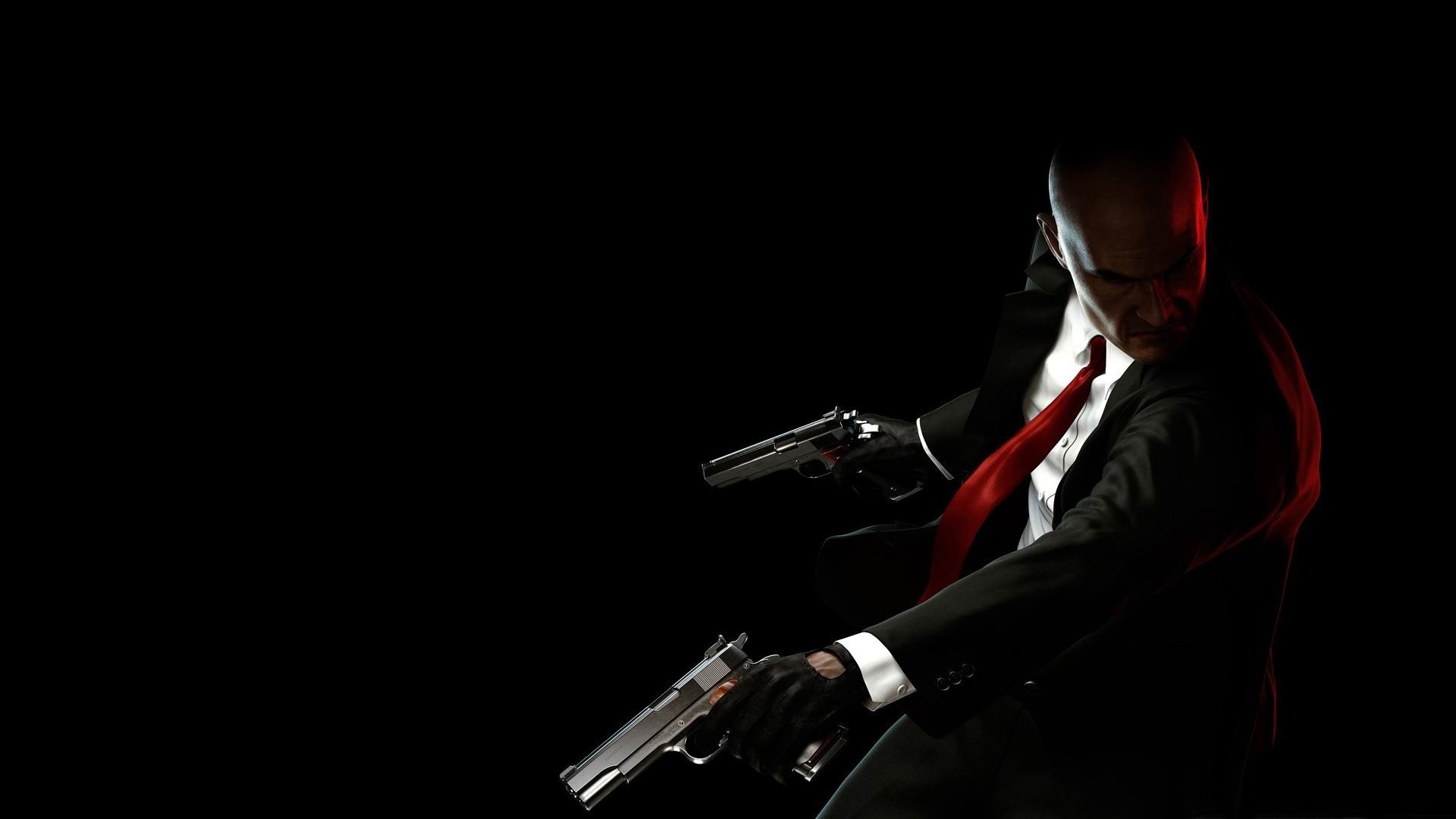 Hitman, Agente 47, Pistola, Sfondo nero, Full HD, wallpaper desktop