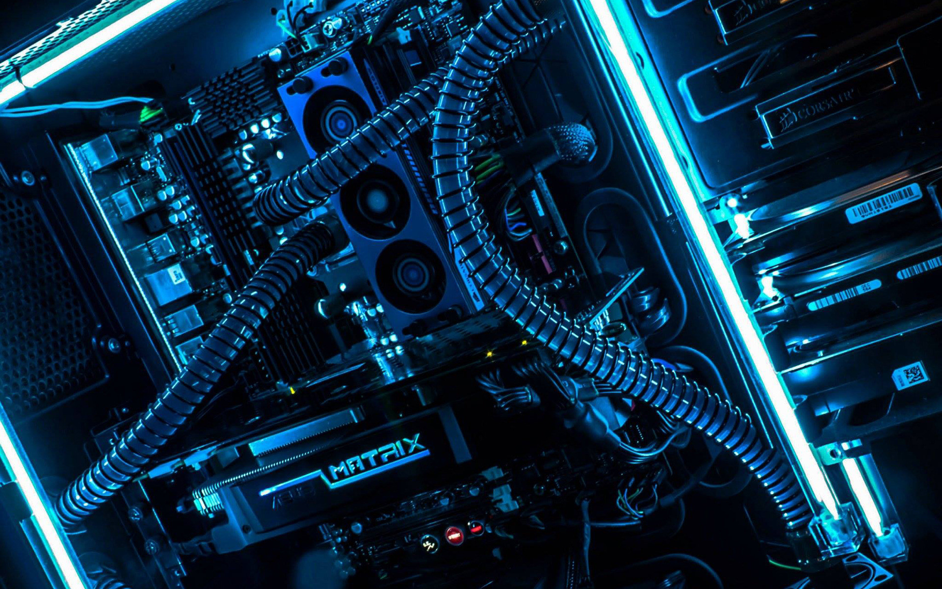 ASUS ROG Matrix, PC gaming, Raffreddamento a liquido, Neon blu, Full HD, sfondo desktop