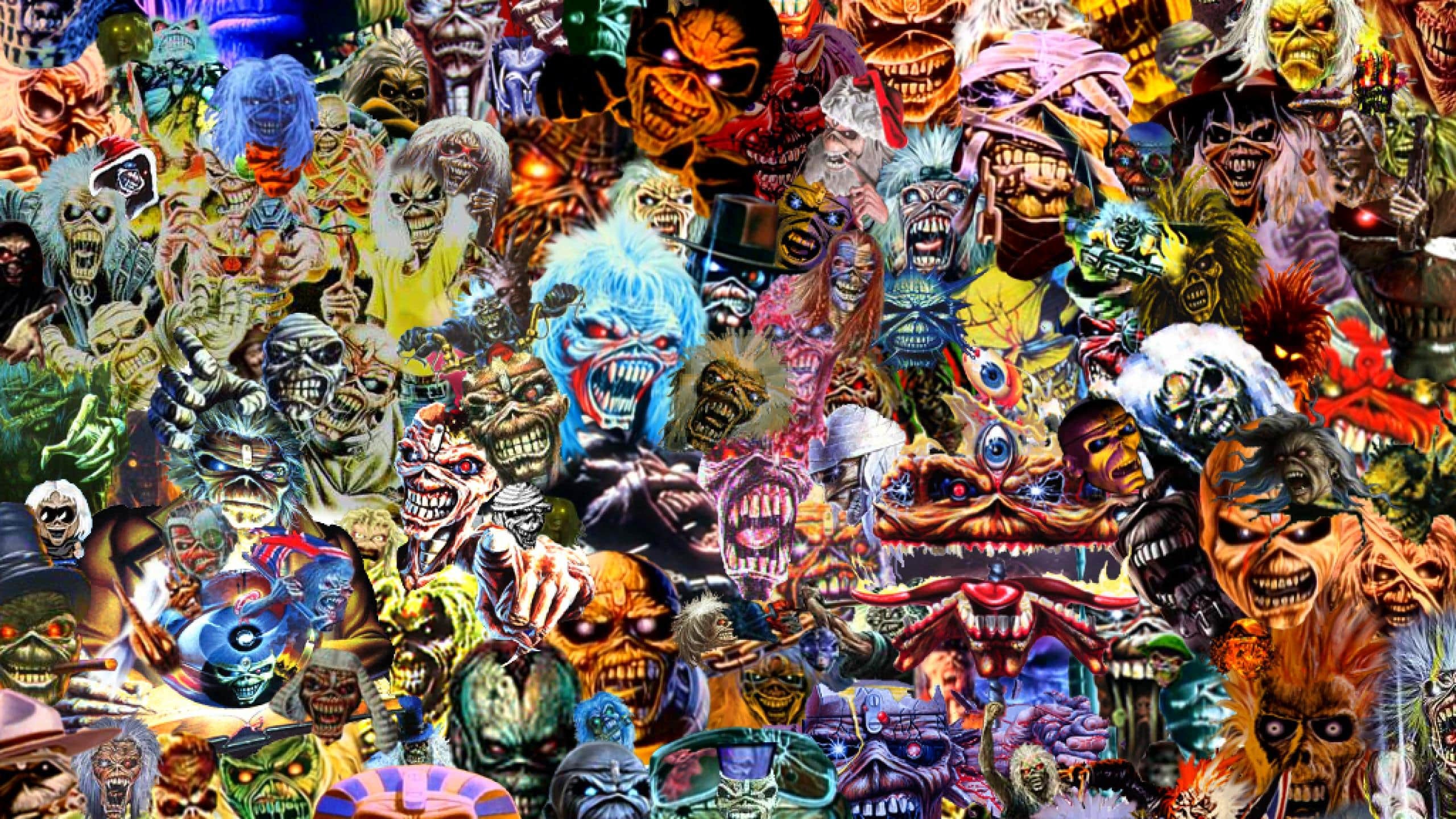 Eddie, Iron Maiden, Collage, Copertine album, Colori vivaci, 2K, sfondo per PC e portatile