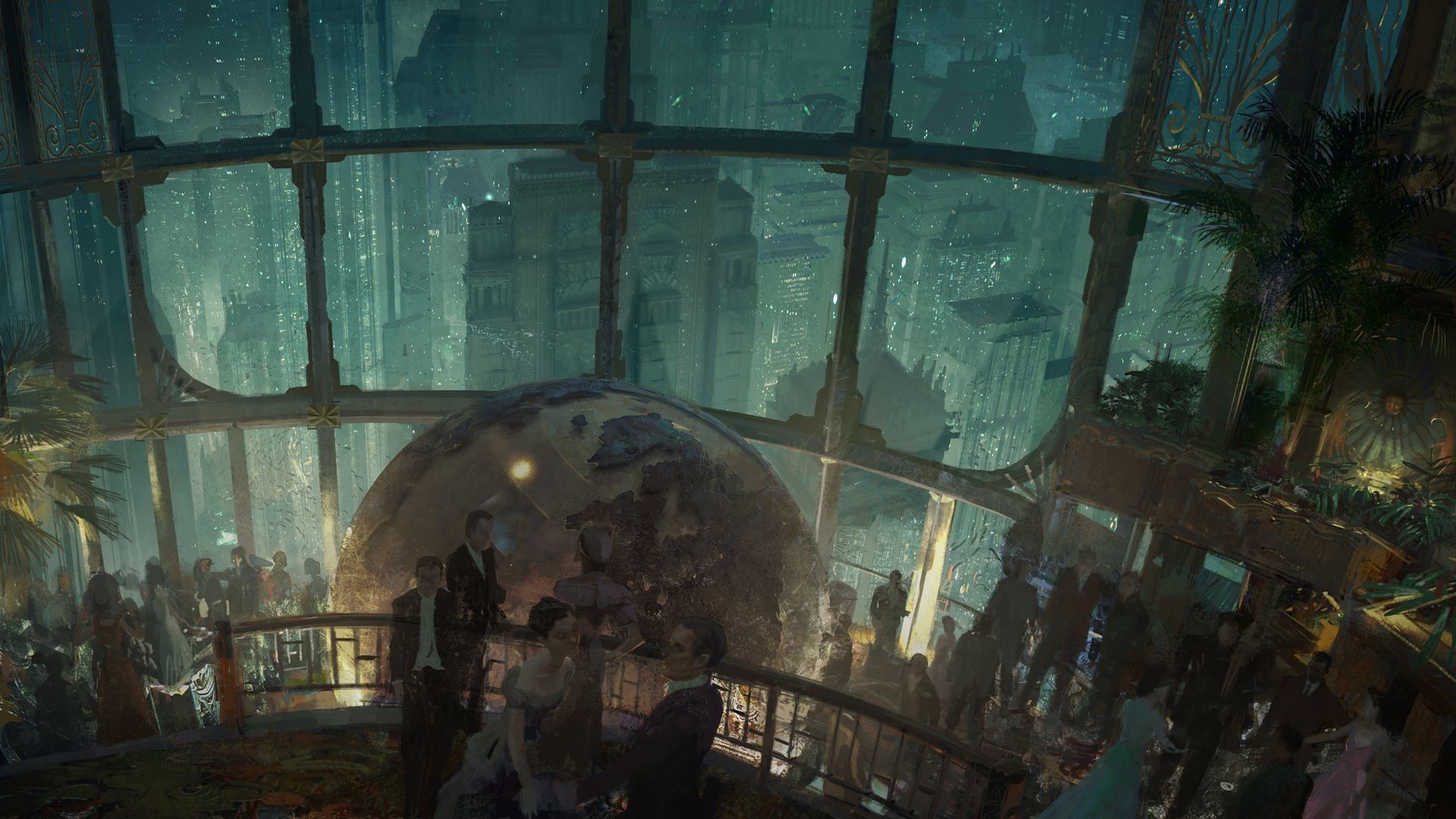 Rapture, BioShock, Atrio, Vetrata, Full HD, sfondo per portatile