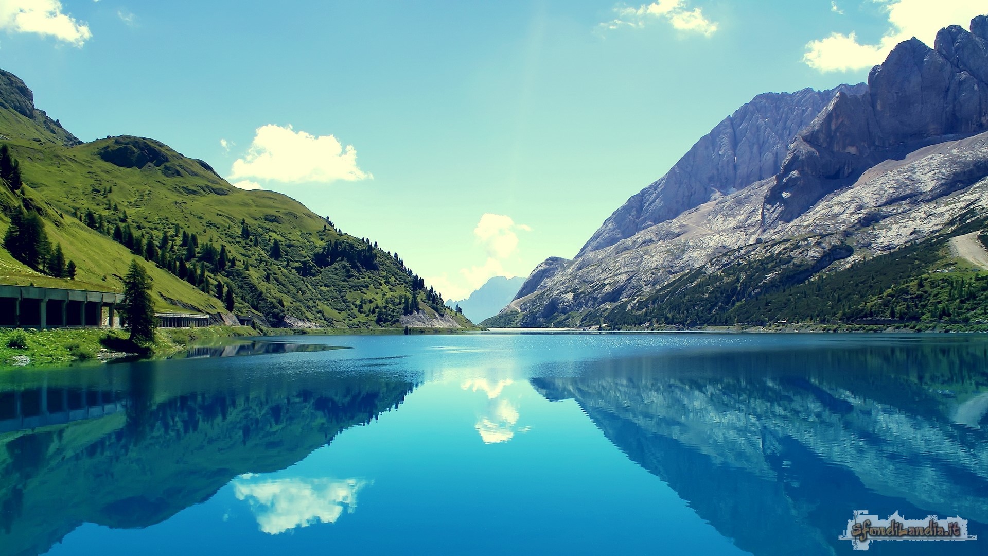 Lago di Fedaia, Dolomiti, Marmolada, Riflesso, Full HD, sfondo per desktop