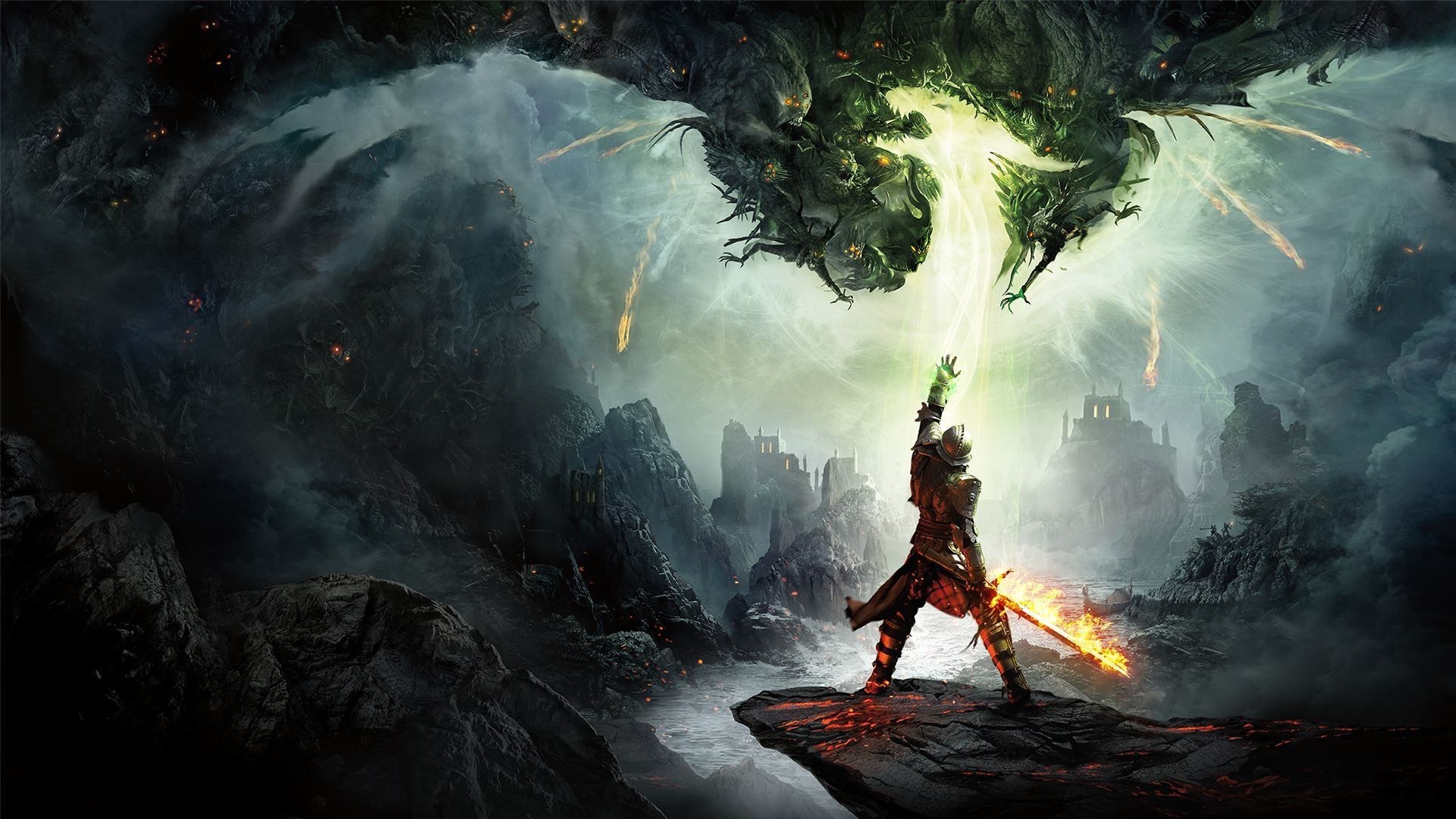 Inquisitore, Dragon Age: Inquisition, Varco, Spada infuocata, Full HD, sfondo desktop