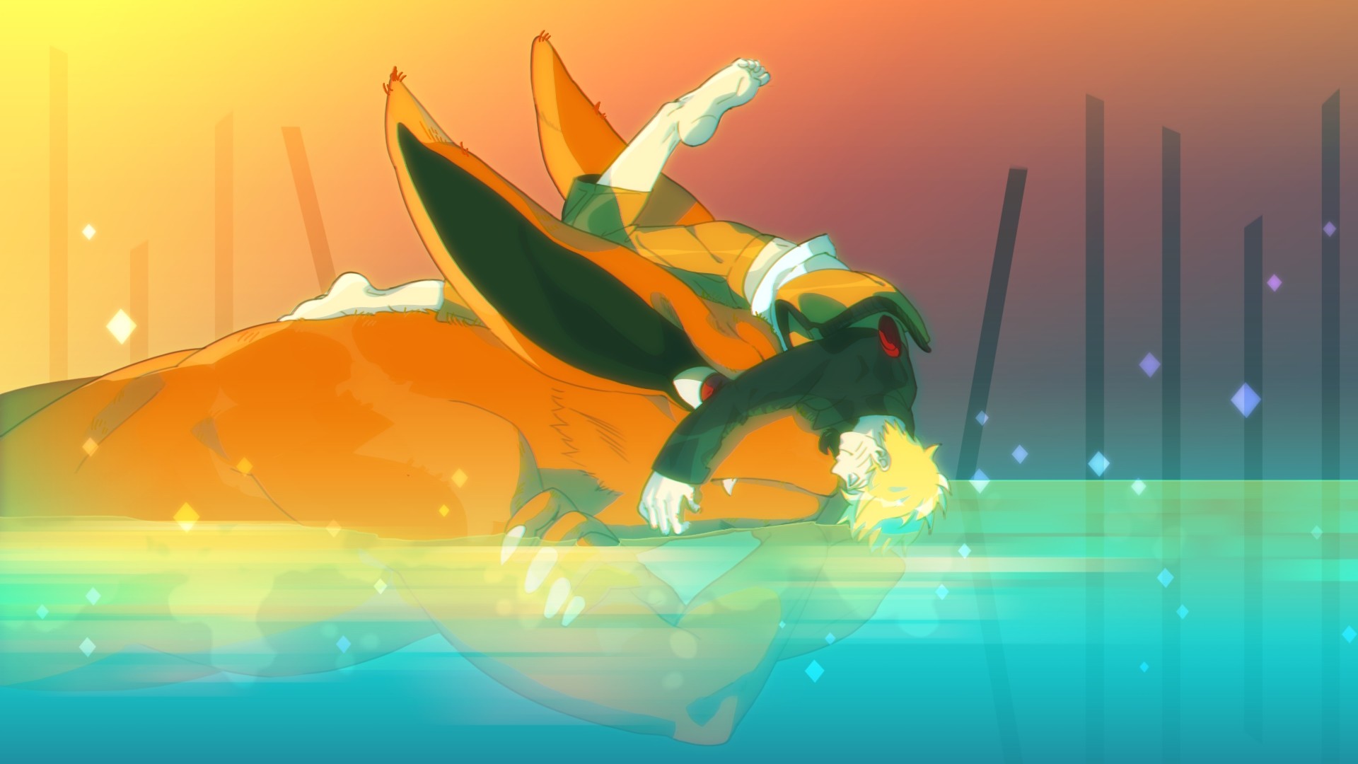 Naruto Uzumaki, Kurama, Naruto Shippuden, Arte digitale, Full HD, wallpaper per portatile
