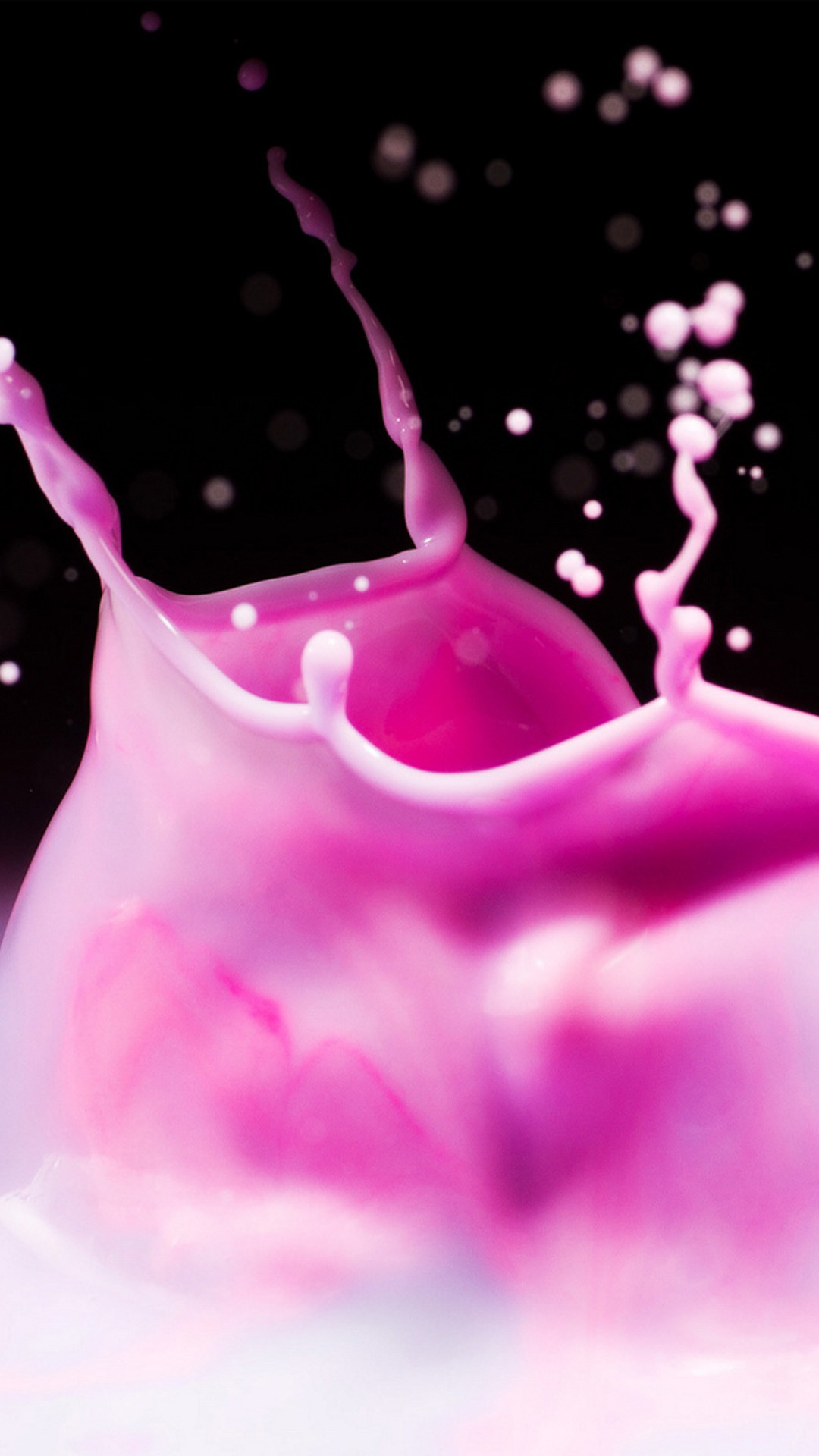 Spruzzo, Liquido rosa, Sfondo nero, Full HD, schermata di blocco del cellulare