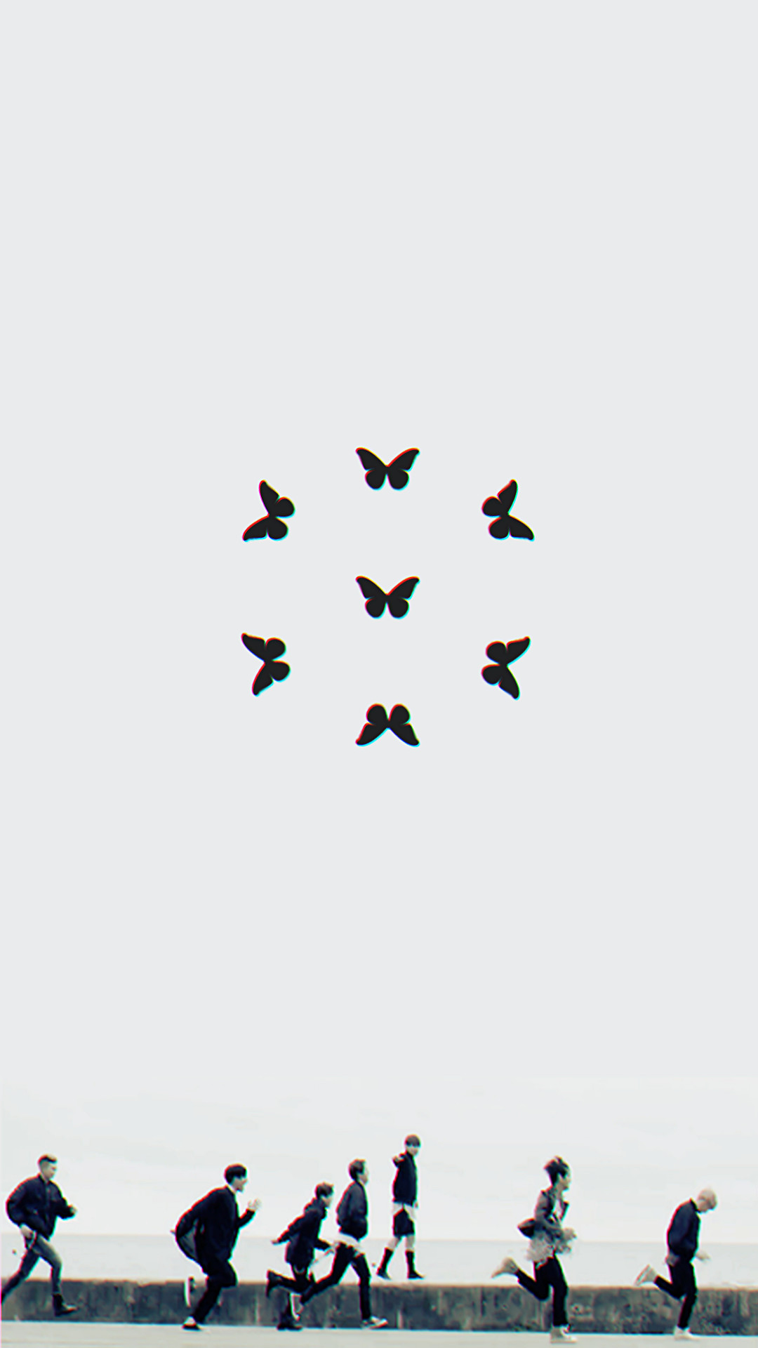 BTS, Farfalle, Minimalismo, Sfondo bianco, 1080x1920, schermata di blocco iPhone