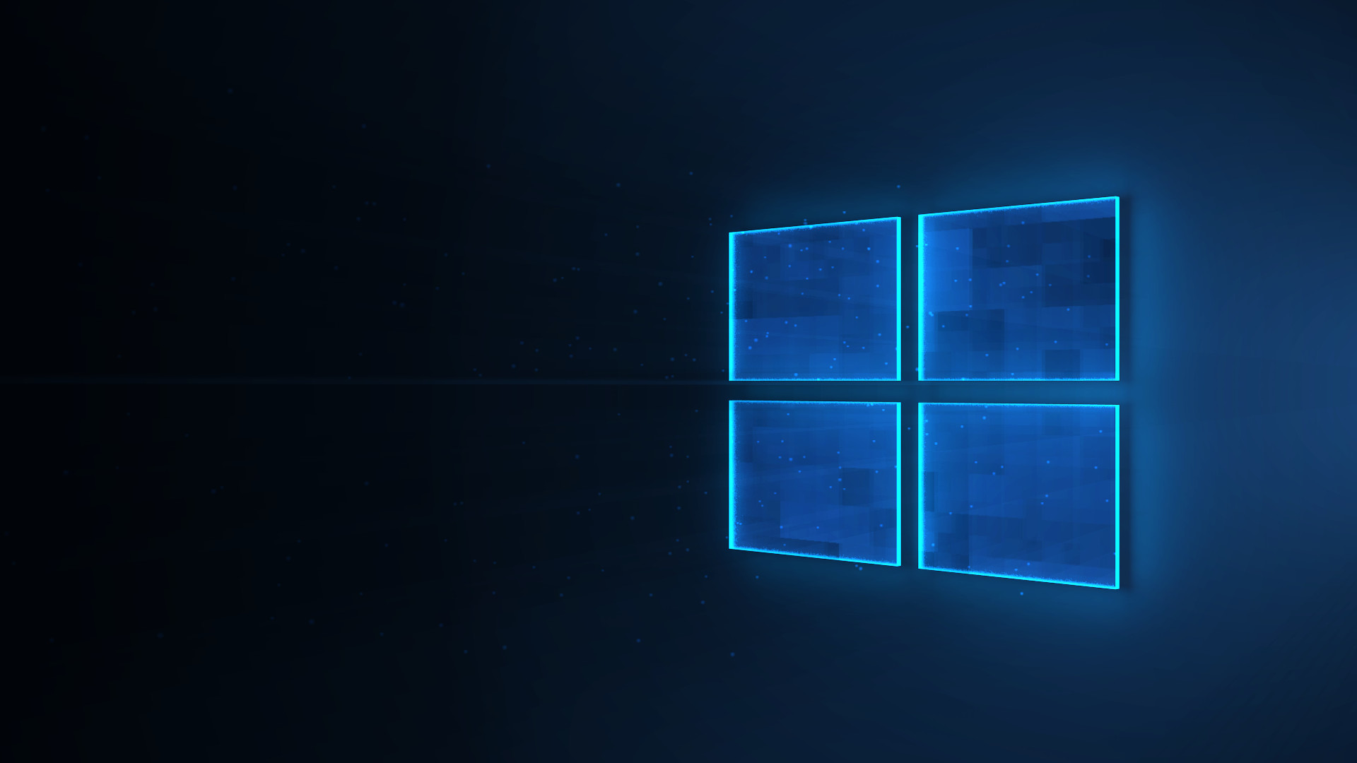 Windows 10, Logo Windows, Neon blu, Sfondo scuro, Full HD, wallpaper per computer