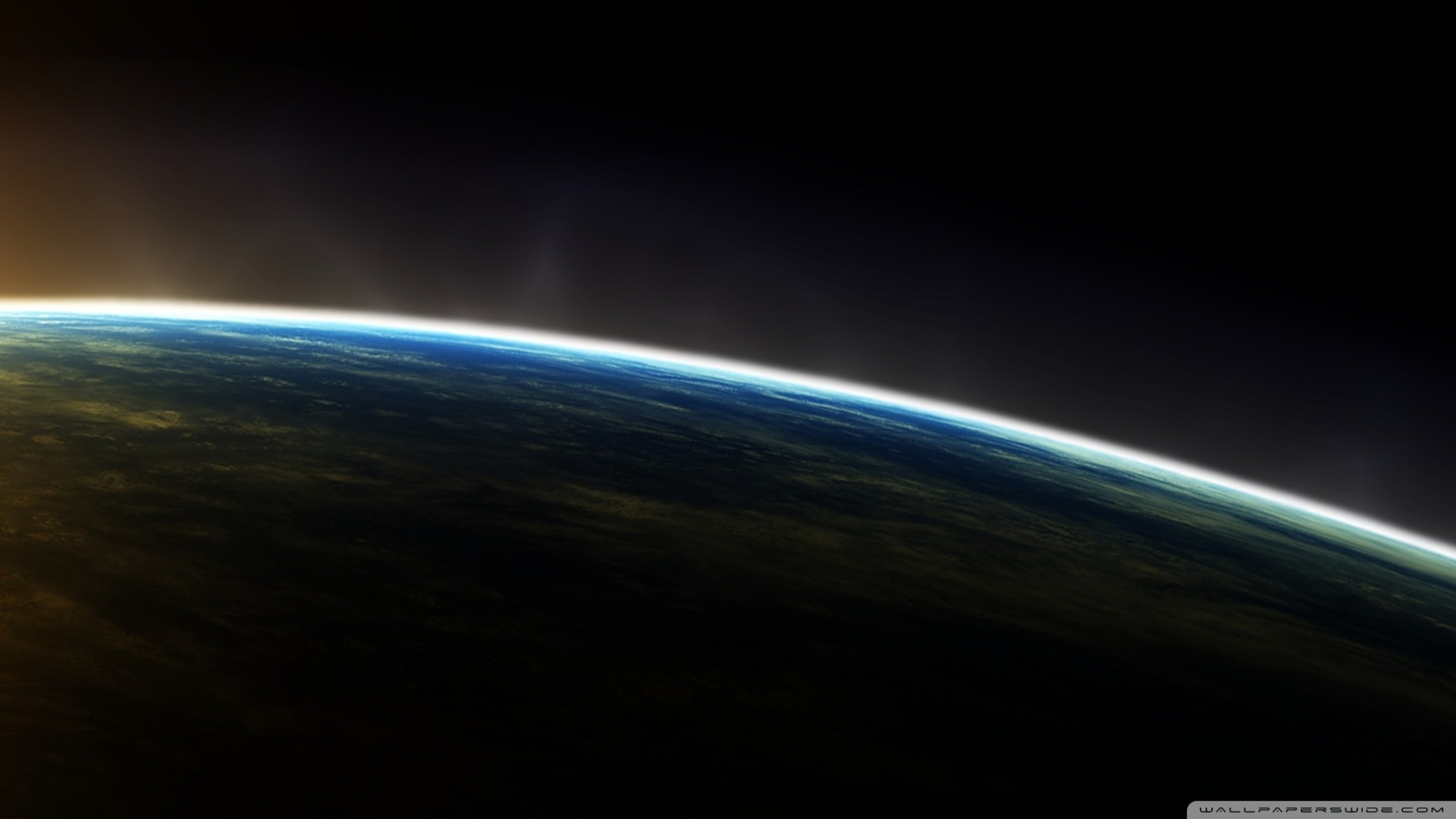 Pianeta, Orizzonte, Atmosfera, Sfondo nero, 16:9 Full HD, wallpaper widescreen