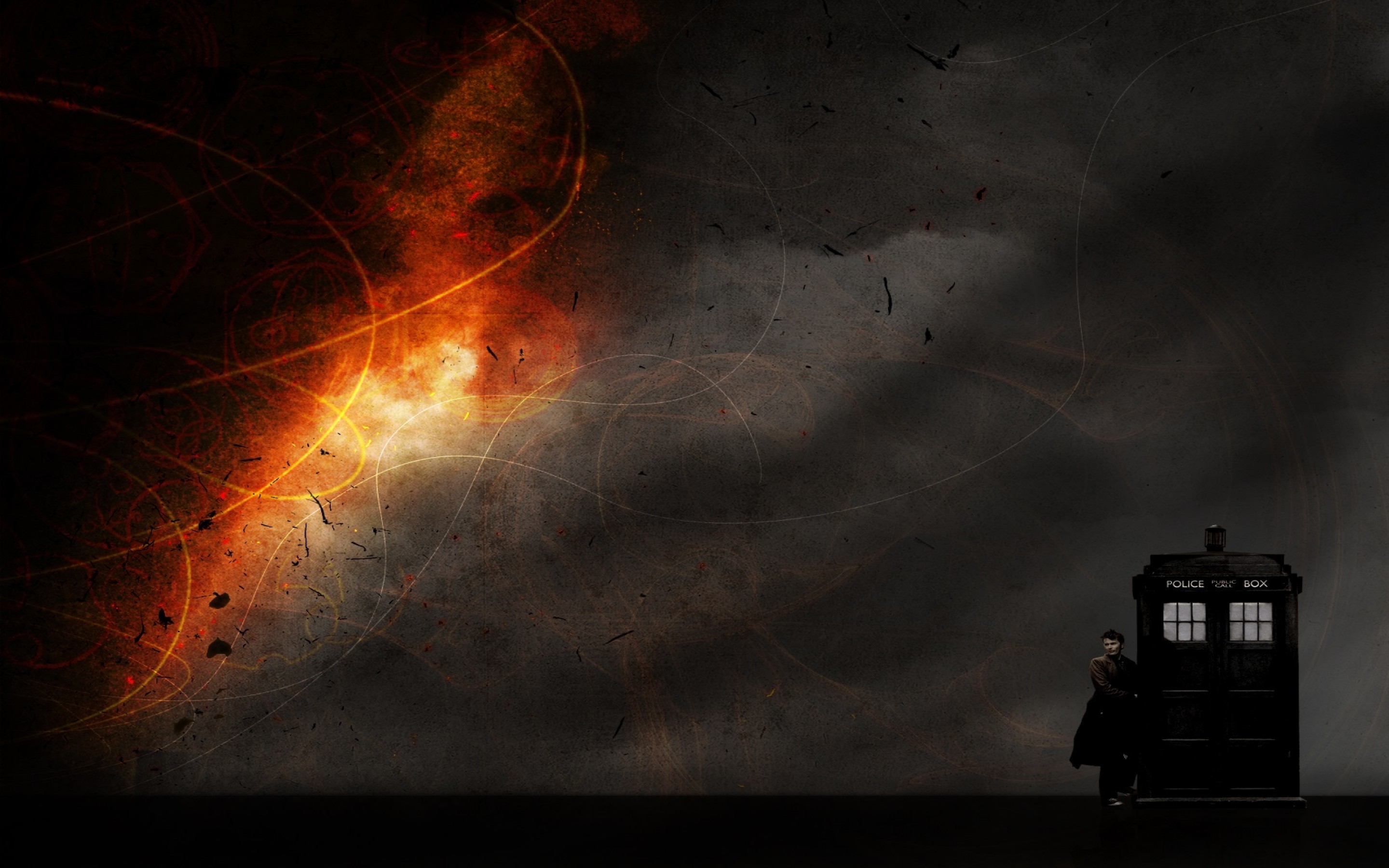 TARDIS, Doctor Who, Esplosione, Arancione, Spazio, 2880x1800, sfondo per PC