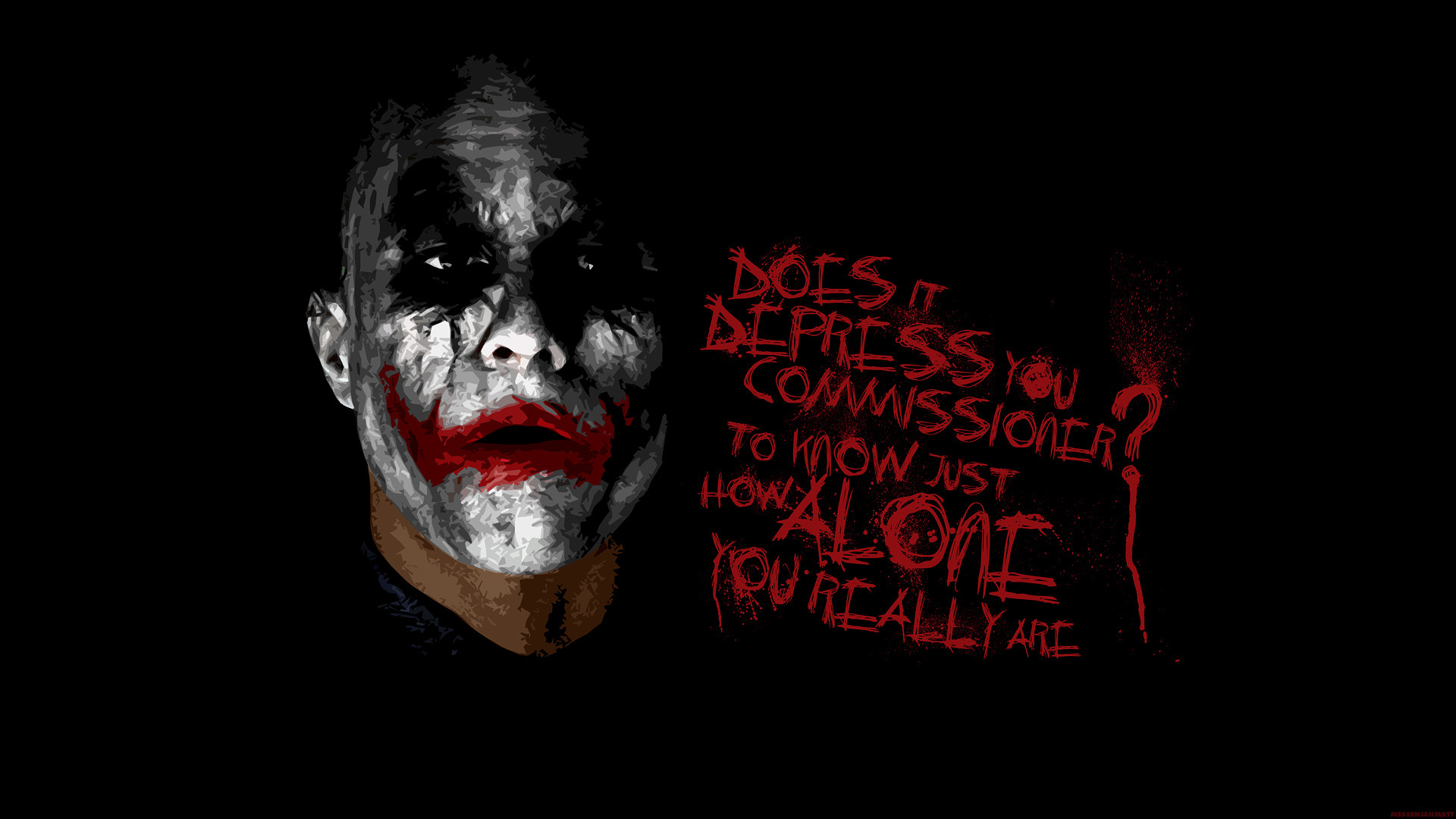 Joker, Heath Ledger, Il cavaliere oscuro, Citazione, Sfondo nero, wallpaper desktop Full HD