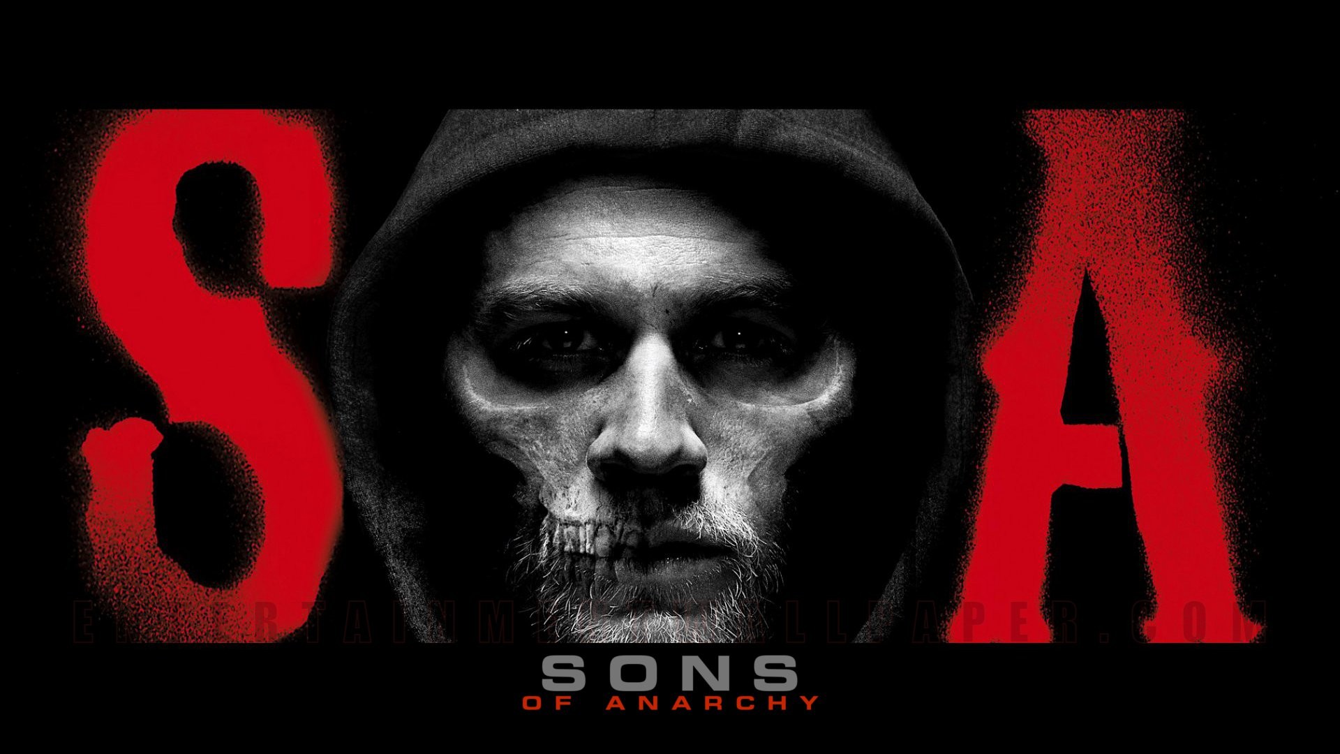 Charlie Hunnam, Jax Teller, SOA, Volto teschio, Rosso, 1920x1080, sfondo per PC