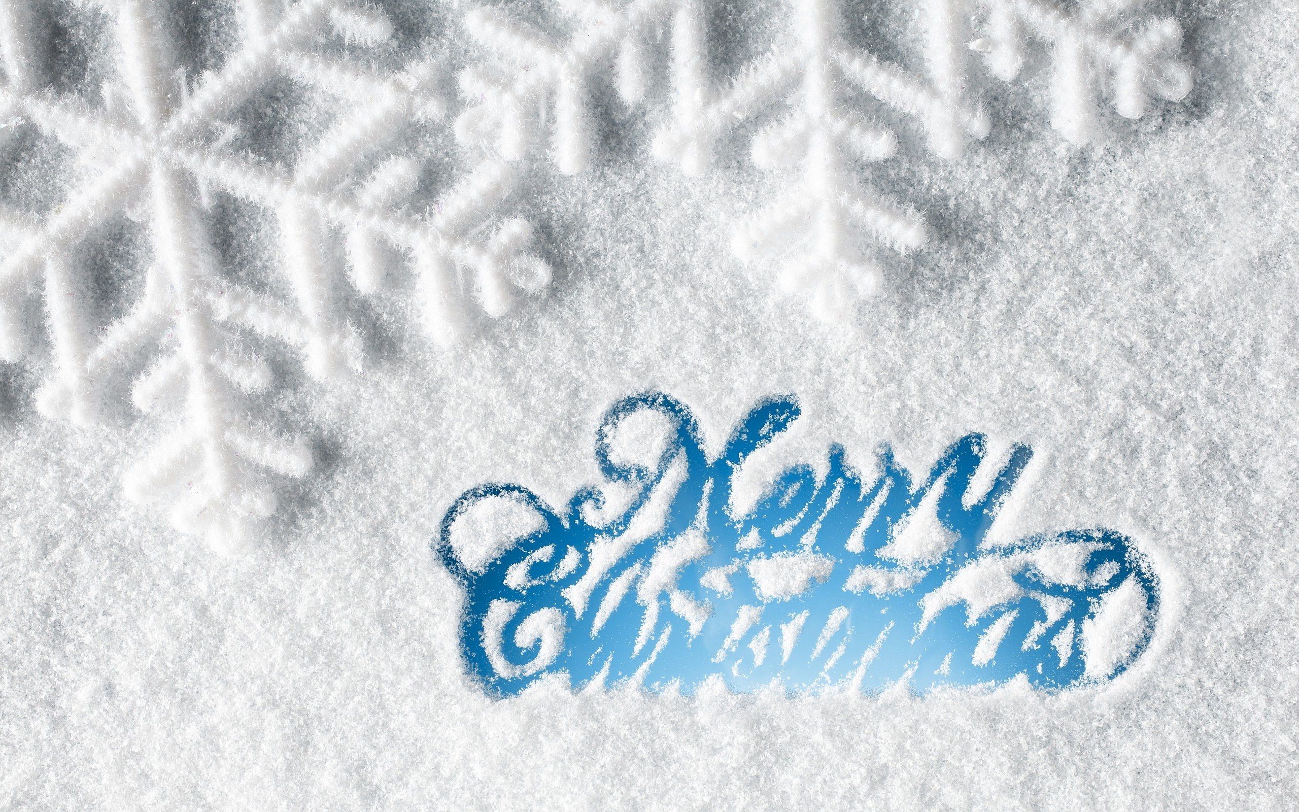 Merry Christmas, Fiocchi di neve, Neve, Scritta, 2560x1600, sfondo per PC