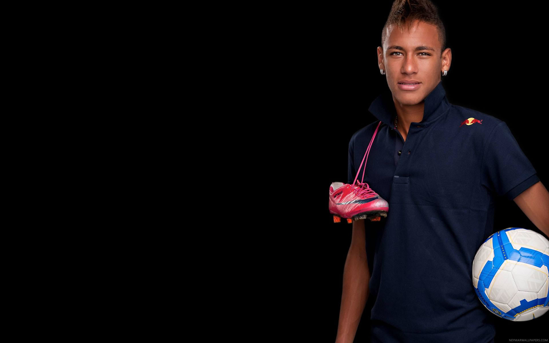 Neymar, Scarpini, Pallone, Sfondo nero, 1920x1200, wallpaper desktop