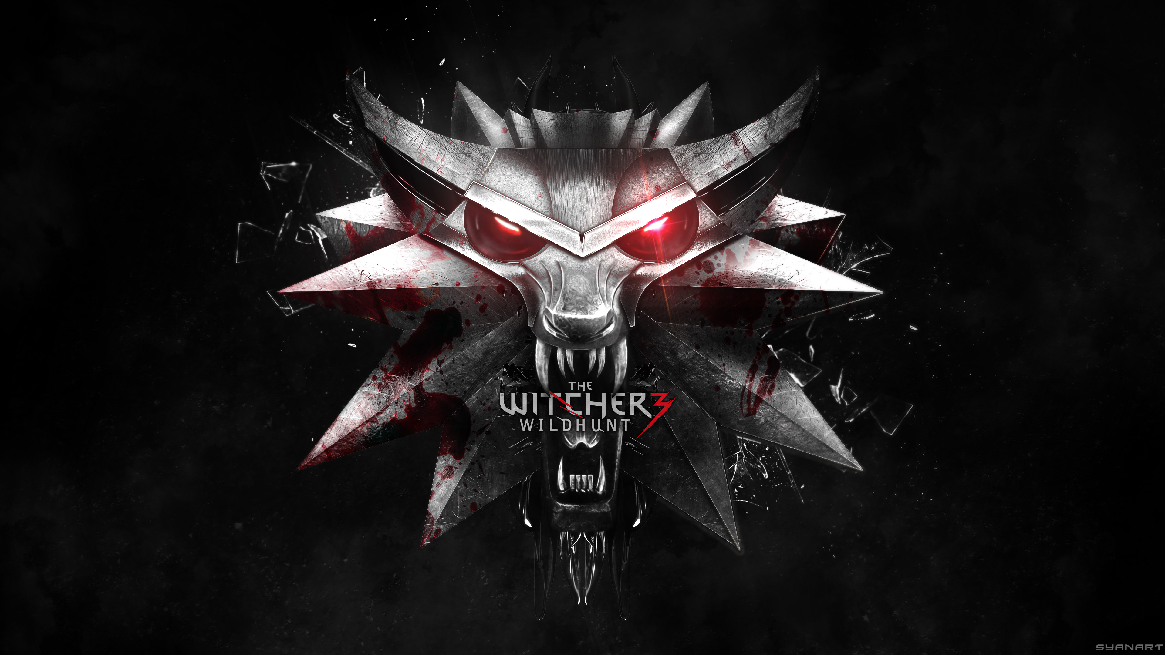 Medaglione del lupo, The Witcher 3: Wild Hunt, Logo, Nero, 4K, sfondo Windows 11