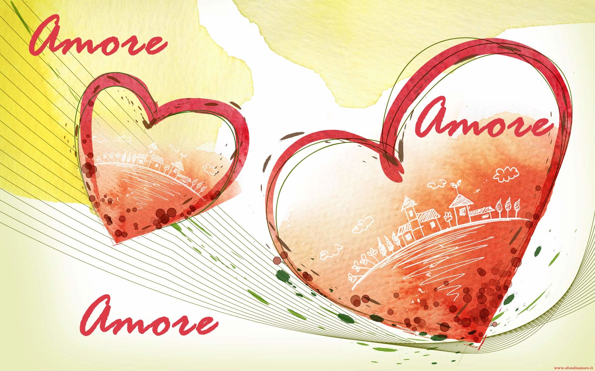 Amore, Cuori, Illustrazione, Rosso, Full HD, sfondo per portatile