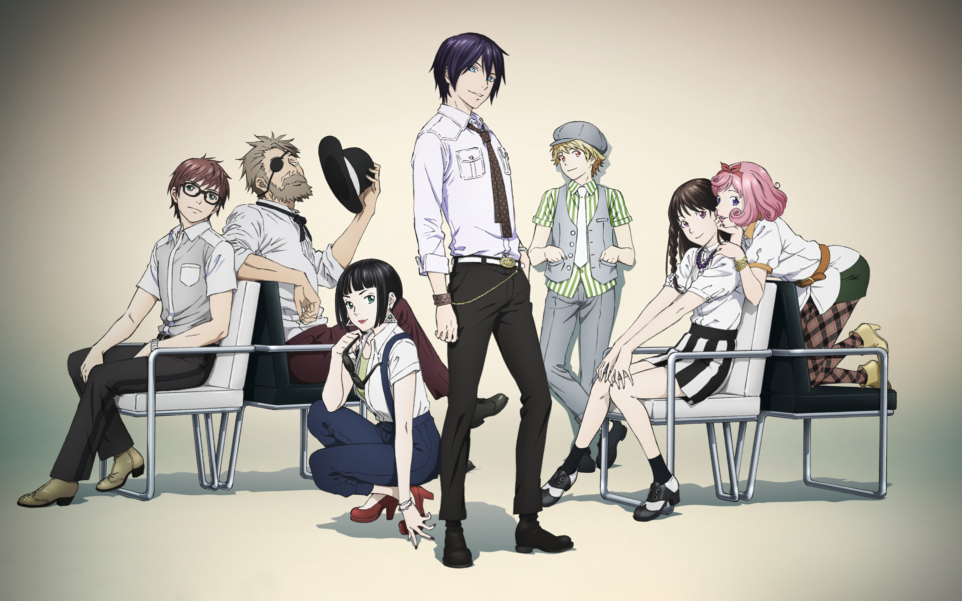 Yato, Hiyori Iki, Yukine, Kofuku, Bishamonten, Noragami, 16:10 Full HD, sfondo widescreen