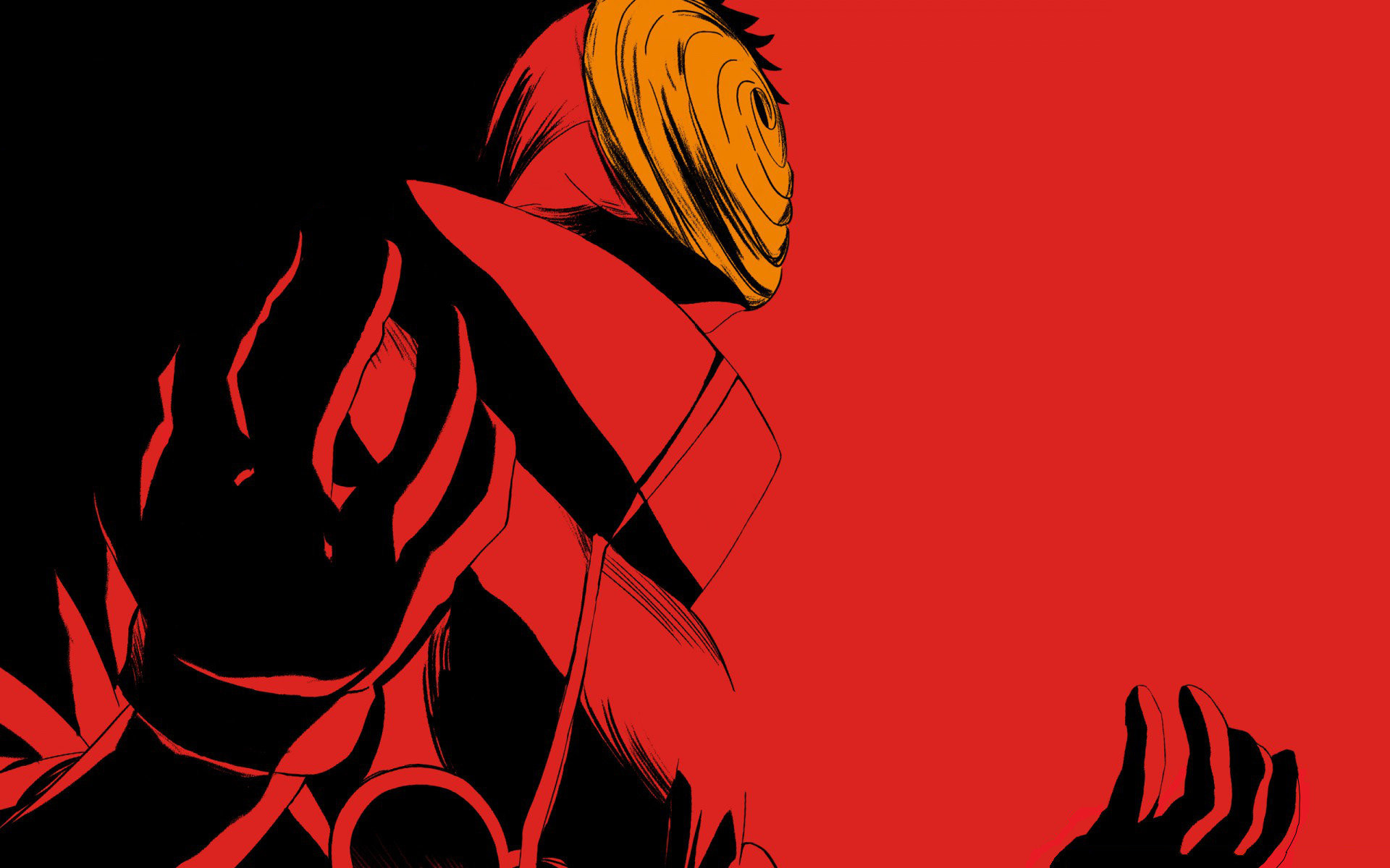 Obito Uchiha, Tobi, Maschera, Sfondo rosso, Full HD, wallpaper desktop