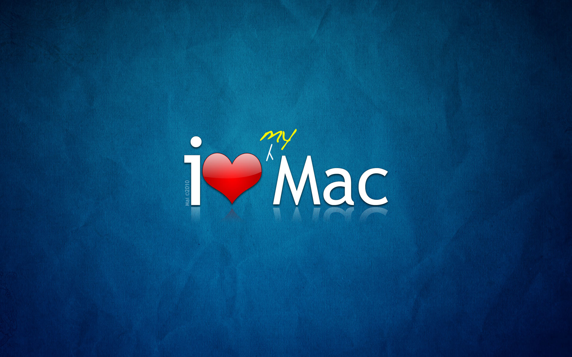 I love my Mac, Cuore, Sfondo blu, Scritta, 16:10 Full HD, wallpaper widescreen