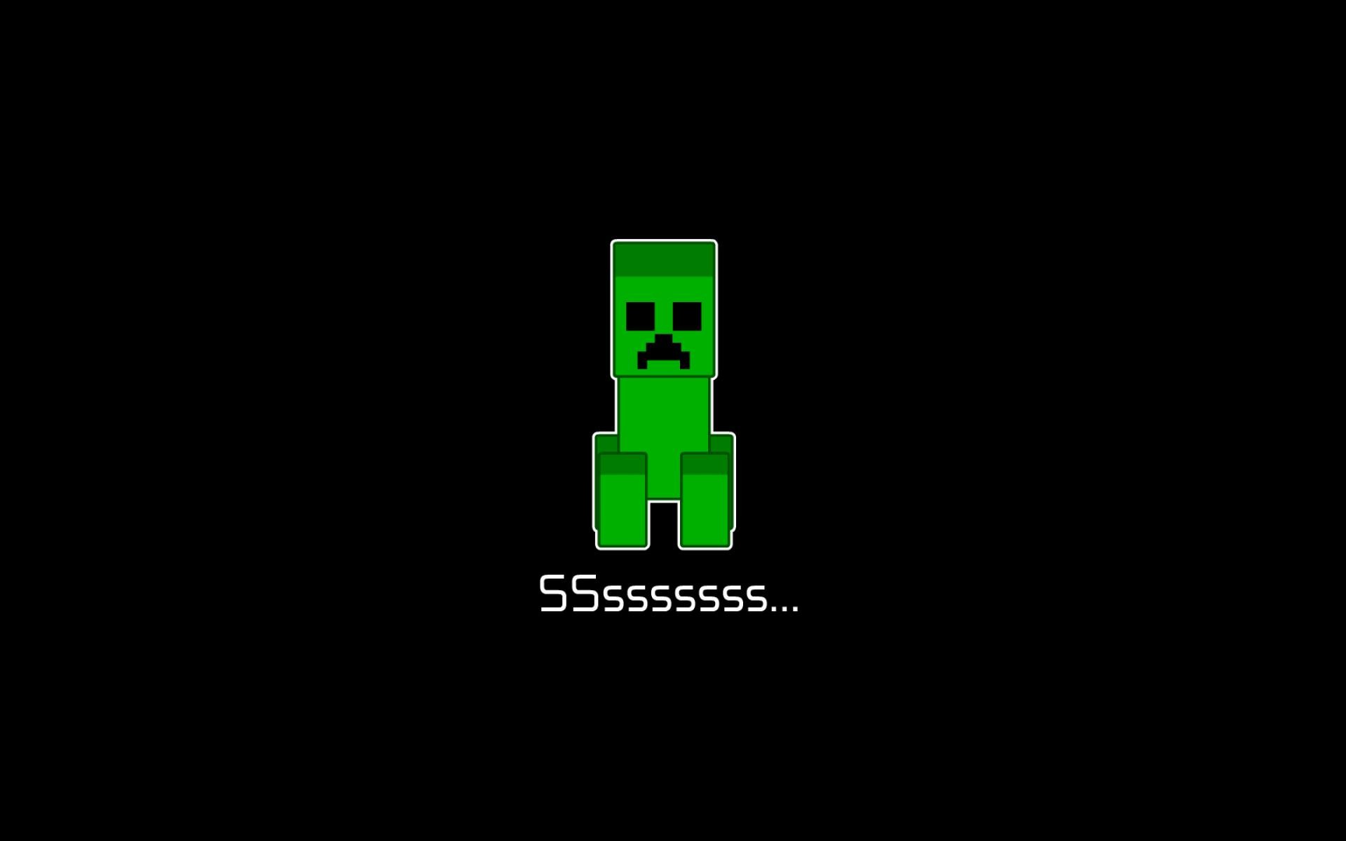 Minecraft, Creeper, Pixel art, Sfondo nero, 16:10 Full HD, wallpaper widescreen