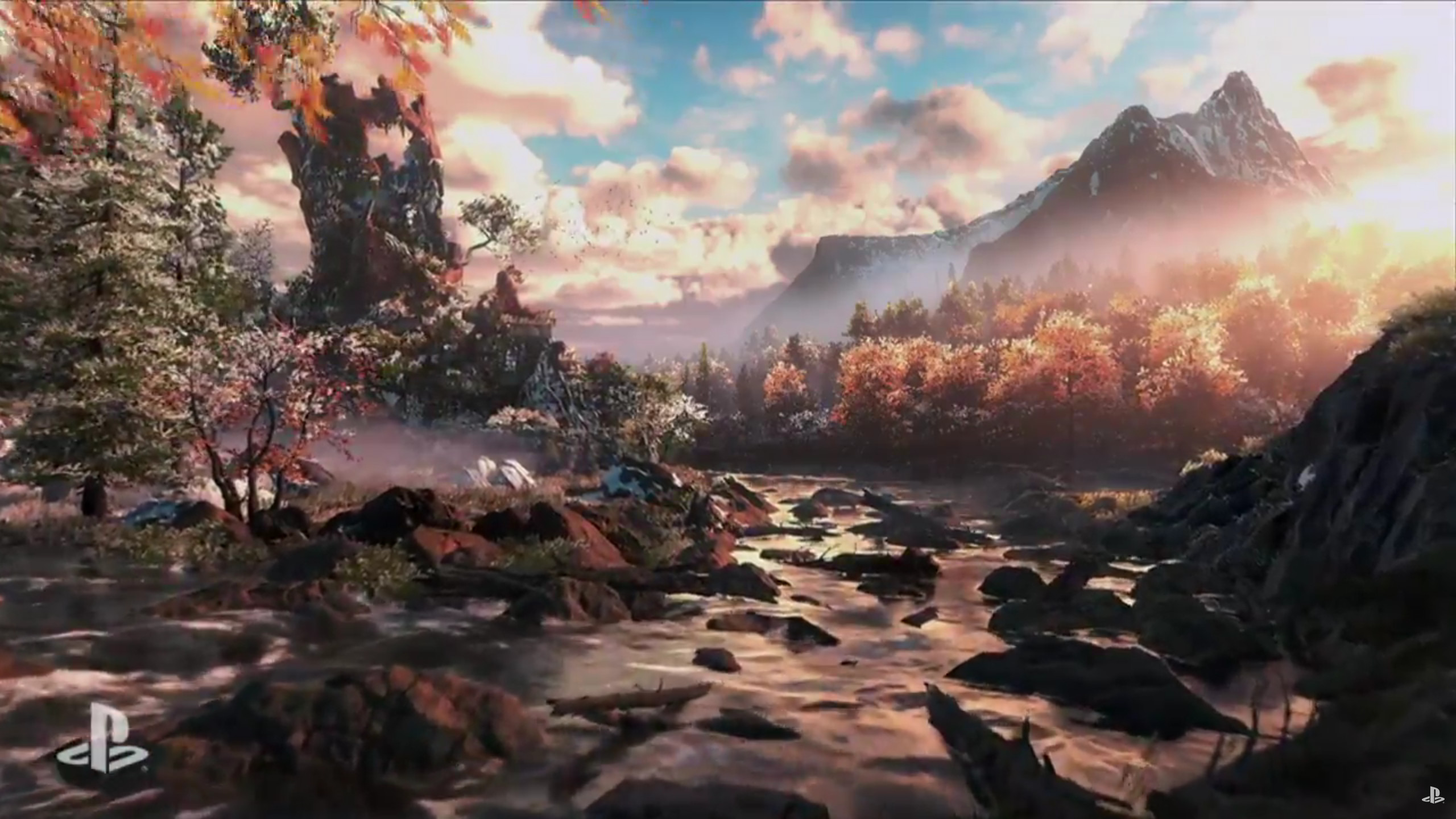 Horizon Zero Dawn, Paesaggio, Fiume, Tramonto, 2K, sfondo per PC