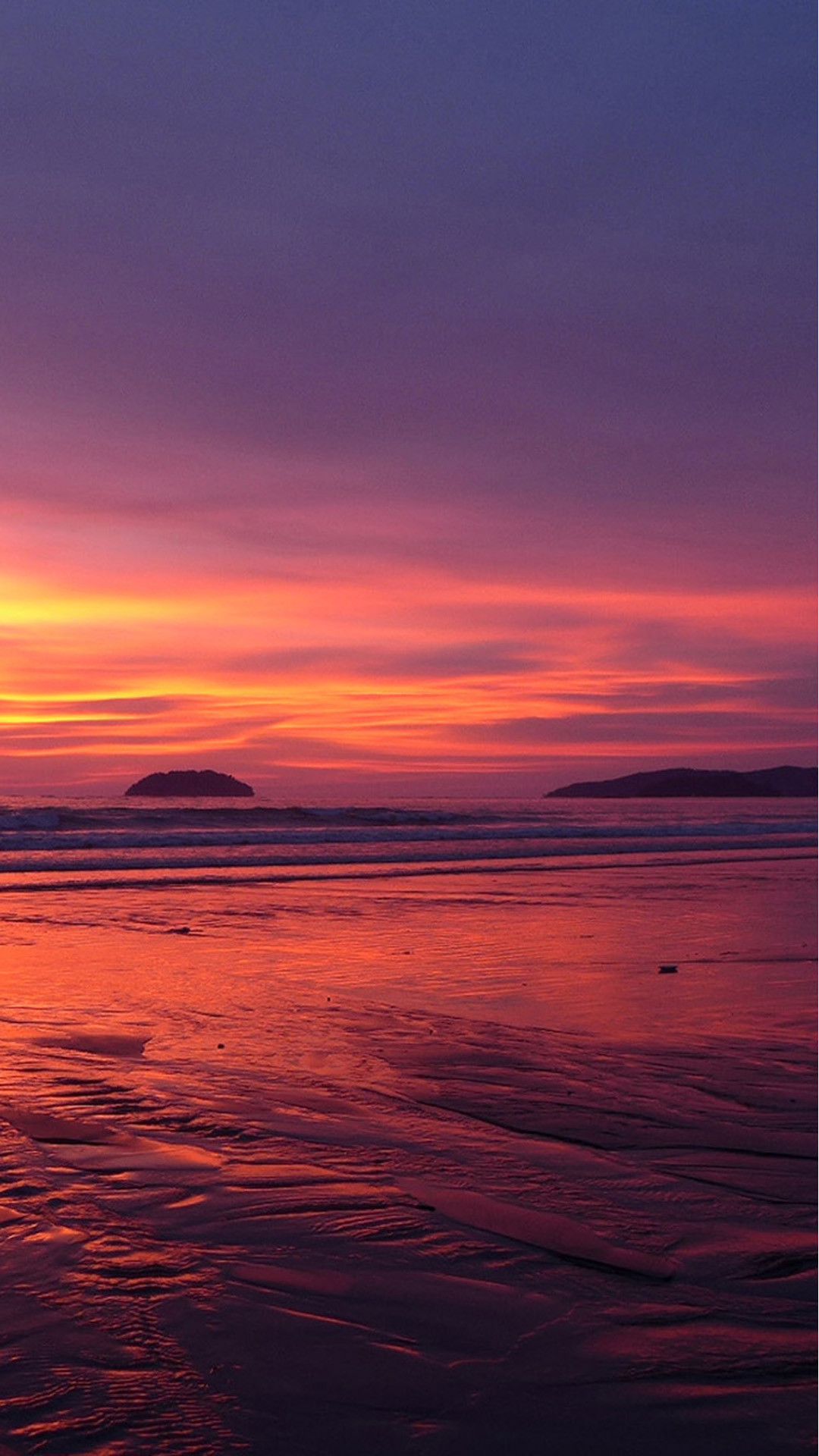 Tramonto, Spiaggia, Mare, Viola, wallpaper iPhone 6