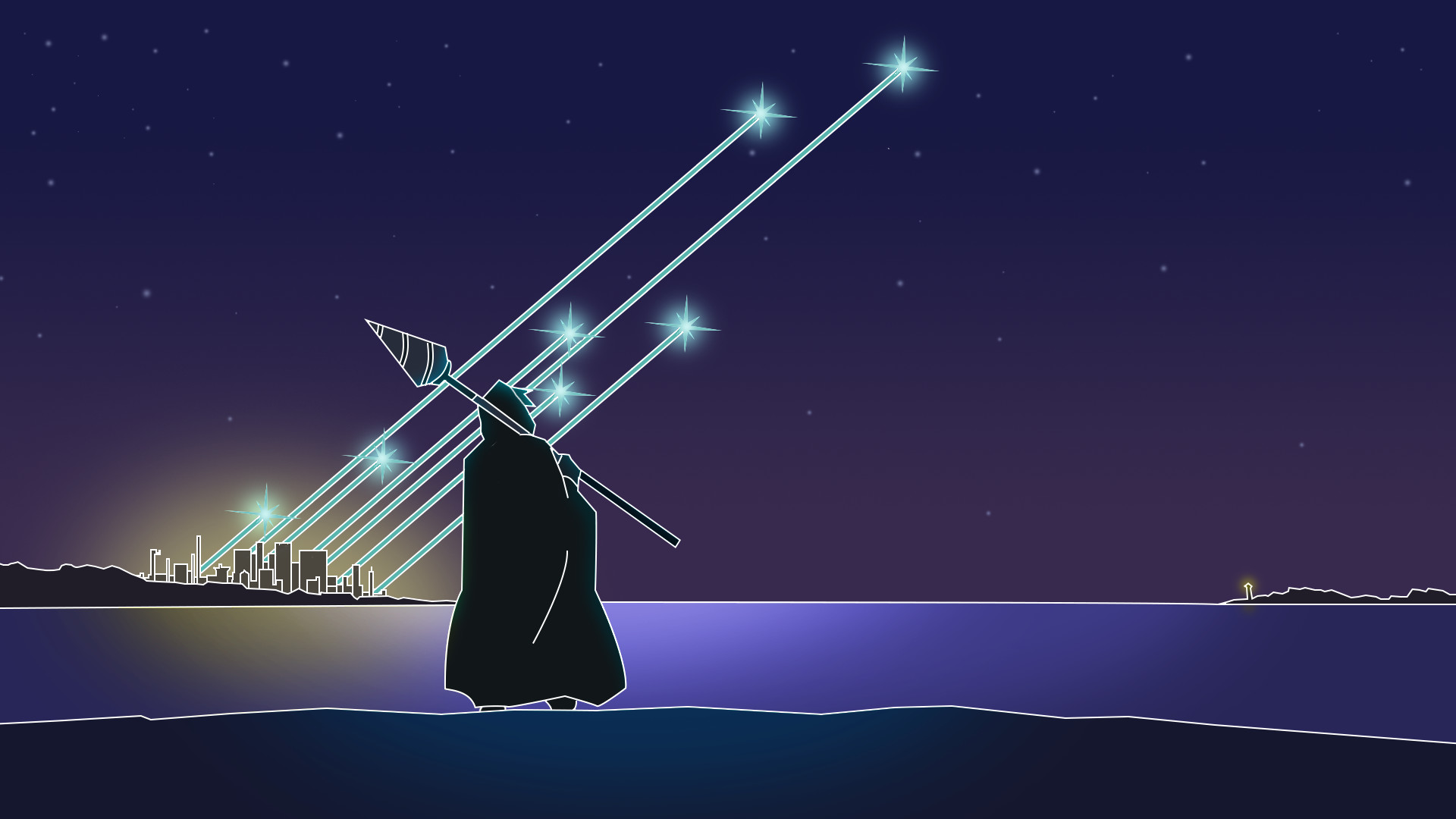 Simon, Gurren Lagann, Trapano, Notte, Città, 1920x1080, immagine di sfondo