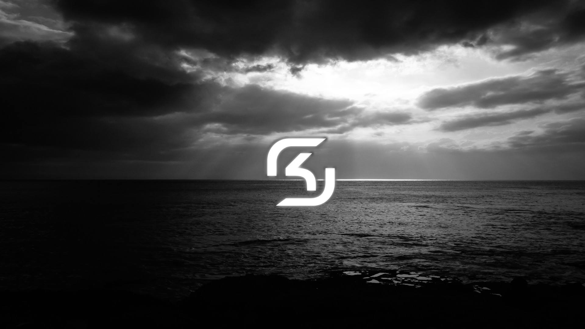 SK Gaming, Logo, Mare, Bianco e nero, 1920x1080, sfondo per PC