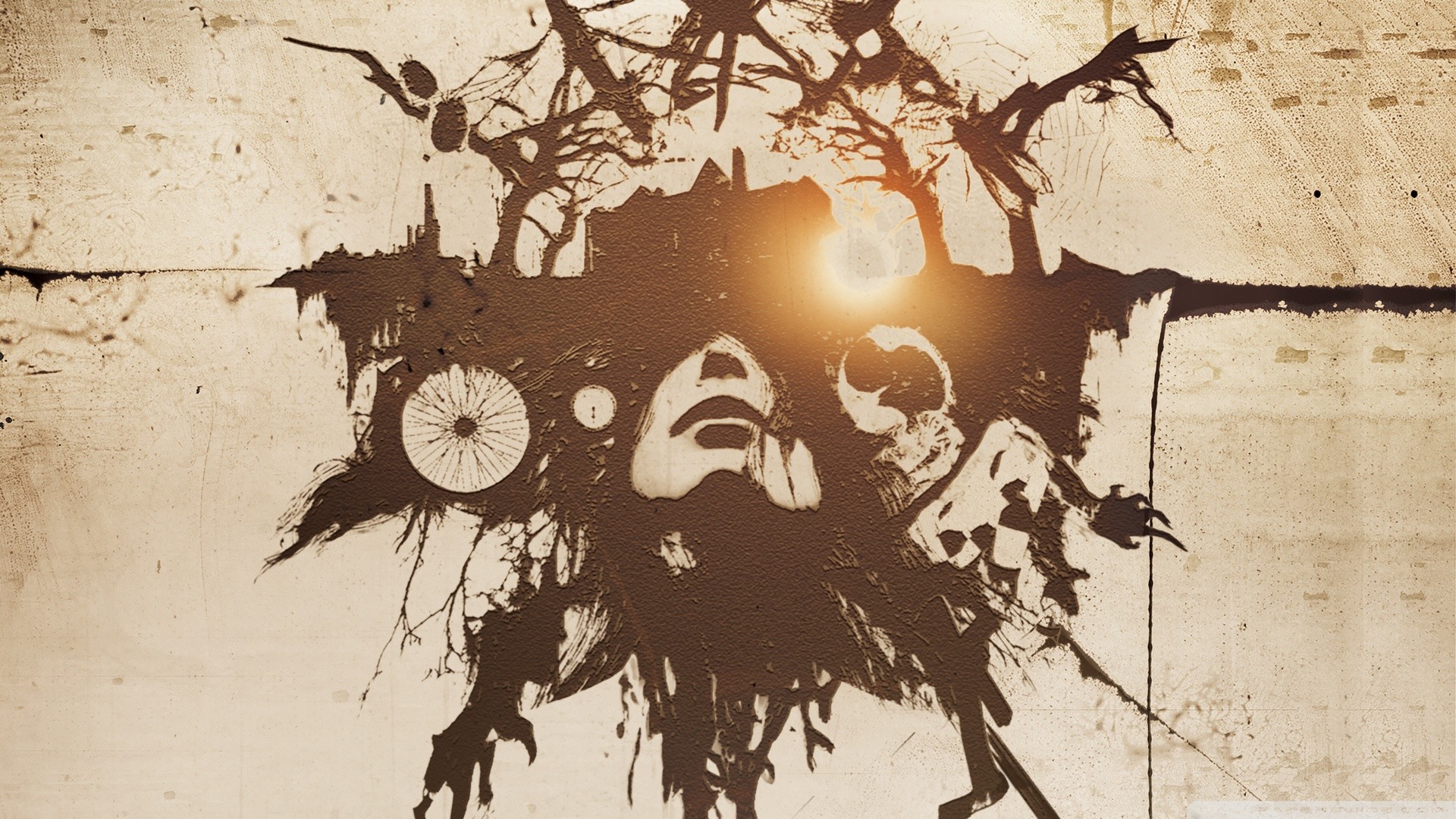 Resident Evil 7: Biohazard, Logo, Volto, Inchiostro, Seppia, Full HD, sfondo desktop