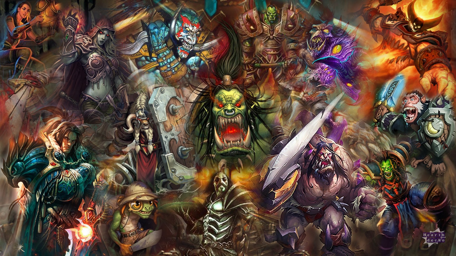 Hearthstone, Warcraft, Garrosh Malogrido, Personaggi, Collage, Full HD, sfondo per PC e portatile