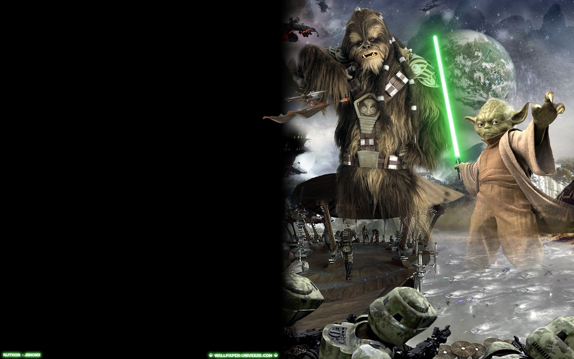 Yoda, Chewbacca, Kashyyyk, Spada laser, 1920x1200, sfondo per PC