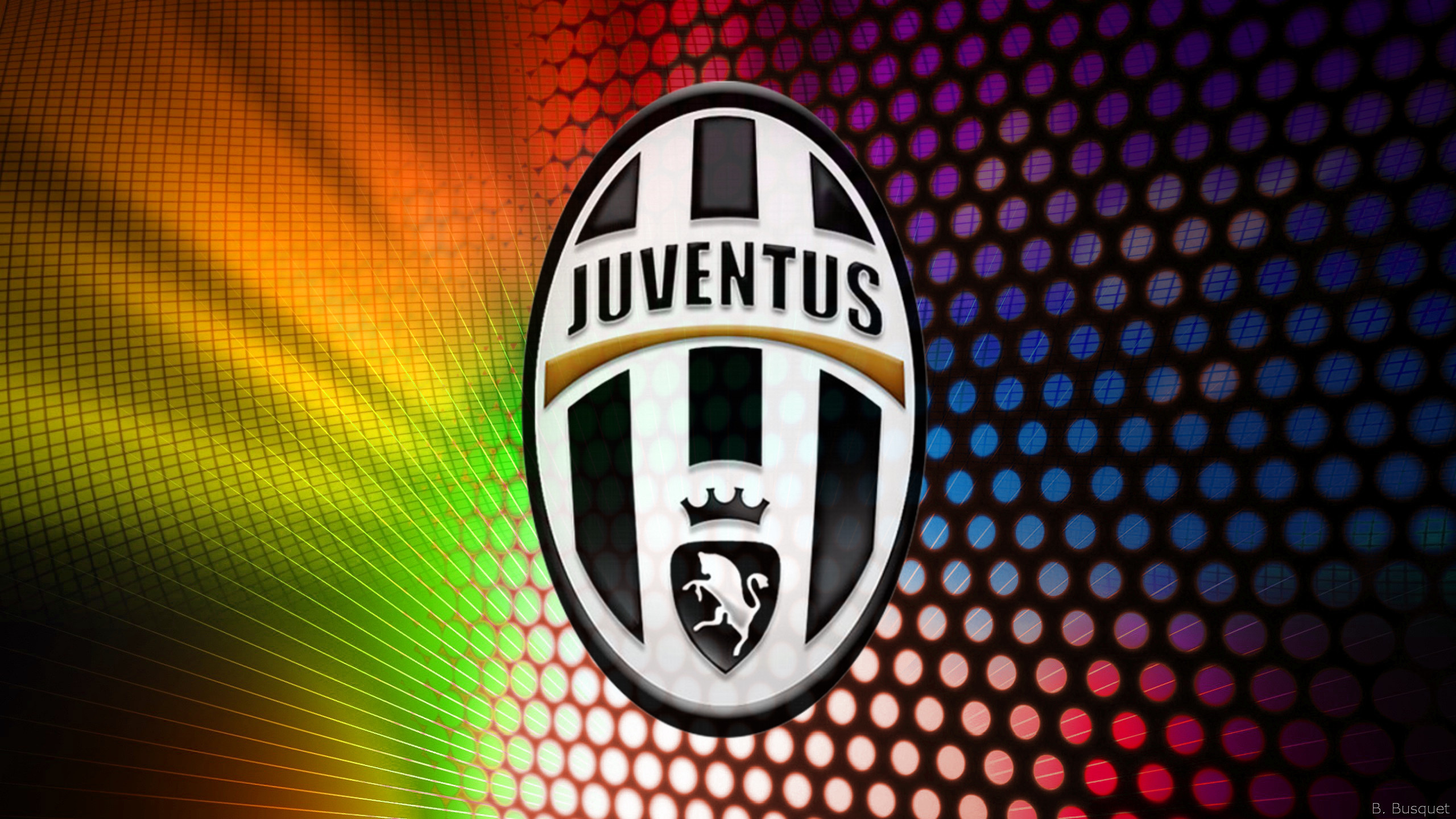 Juventus, Logo, Colori arcobaleno, Arte digitale, 2K, sfondo per PC