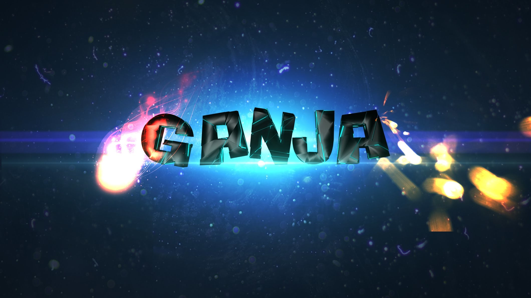 Scritta 3D, Ganja, Effetti luce, Blu, 16:9 Full HD, wallpaper widescreen