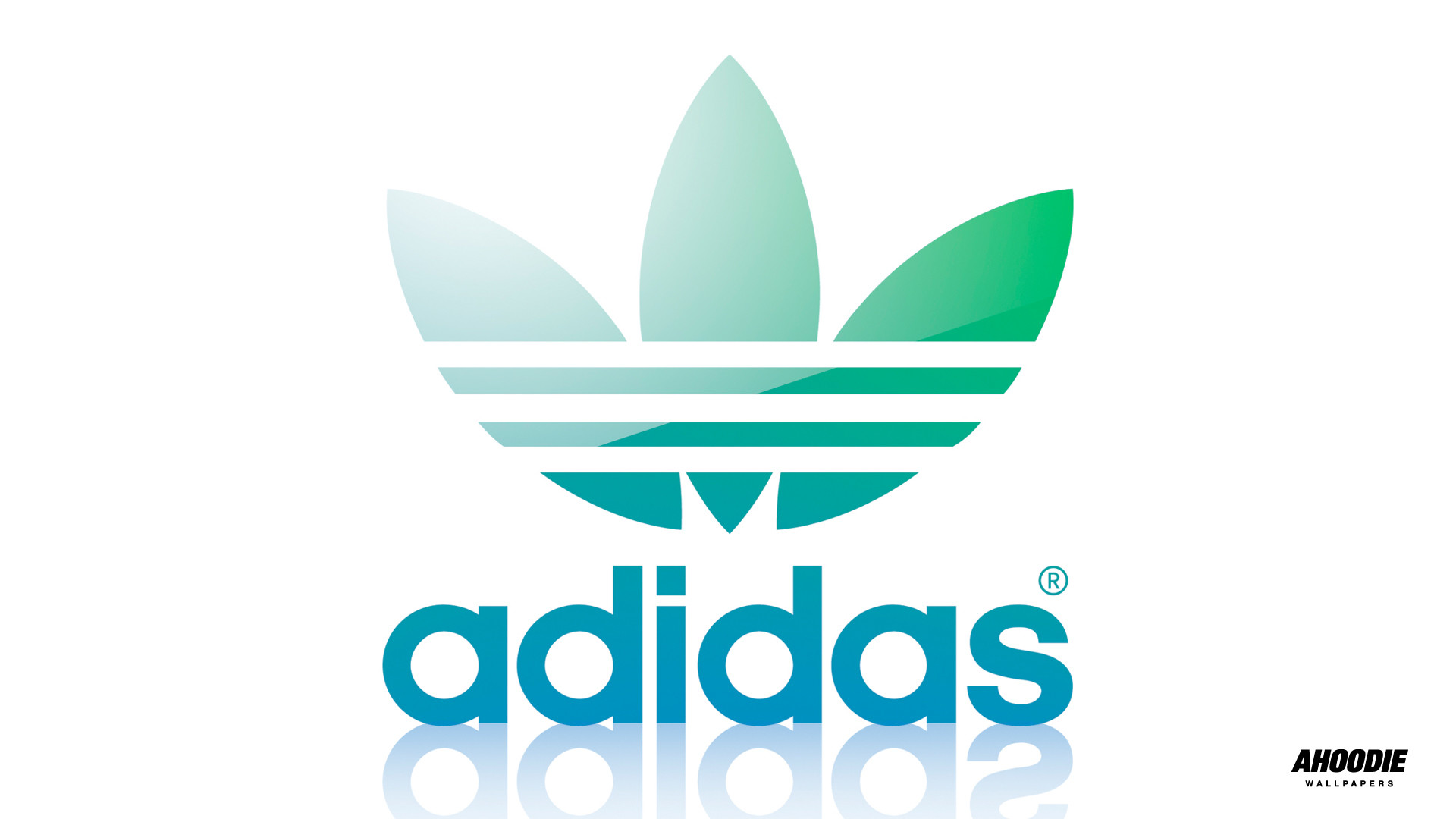 Adidas, Logo trifoglio, Sfumatura verde acqua, Sfondo bianco, Minimalismo, wallpaper per portatile