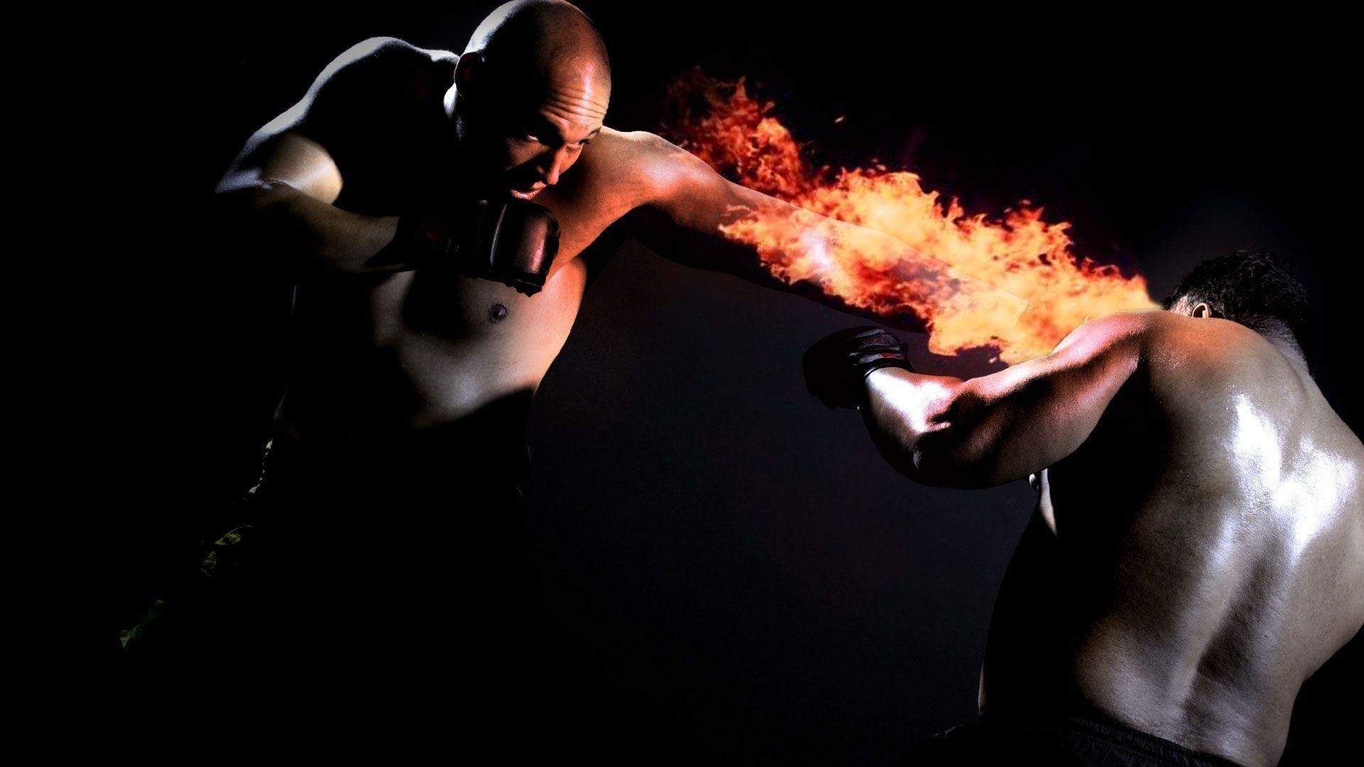 Pugno di fuoco, Combattimento, Sfondo nero, 1920x1080, wallpaper desktop