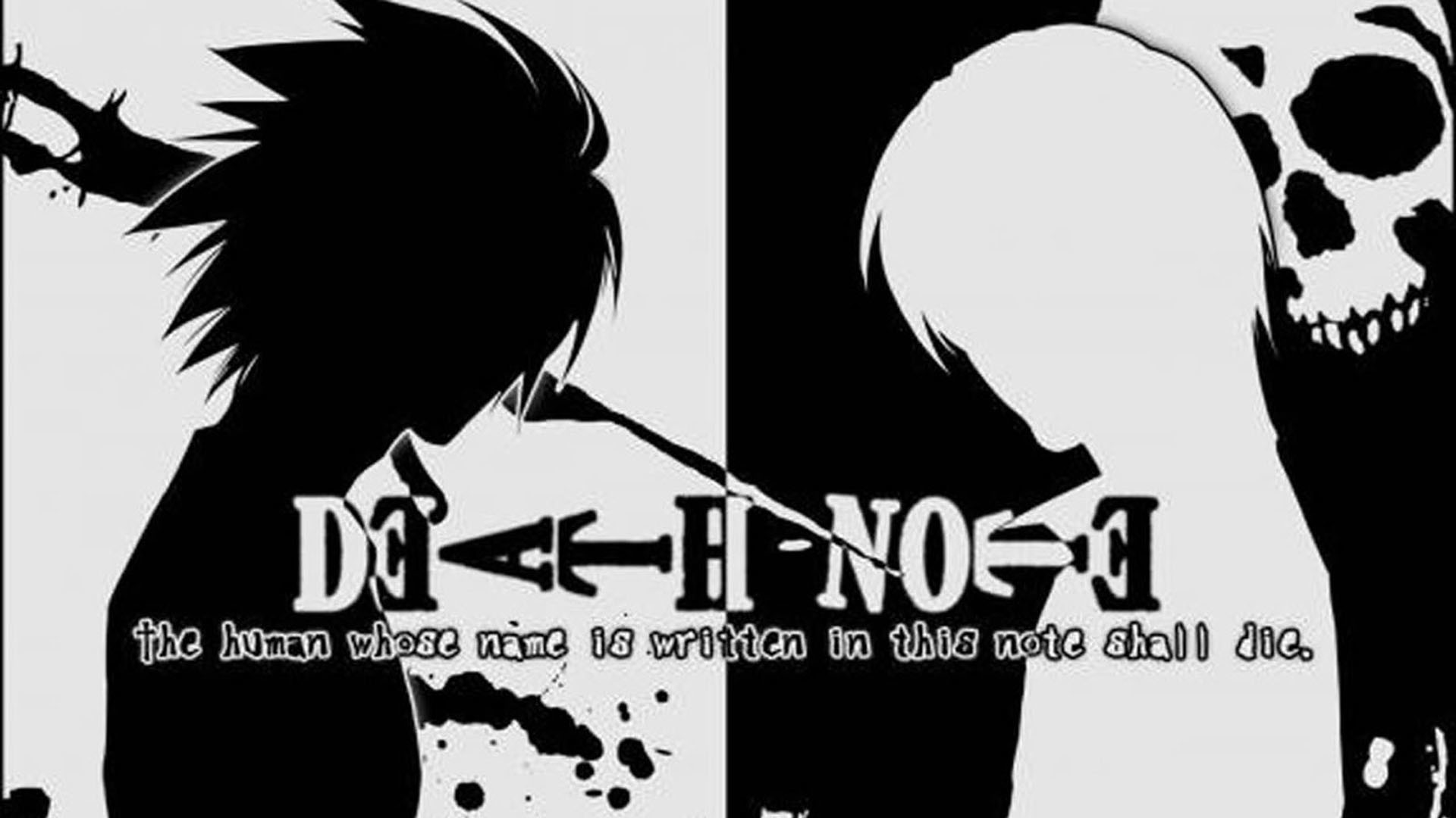 L Lawliet, Light Yagami, Death Note, Logo, Bianco e nero, Full HD, sfondo per PC