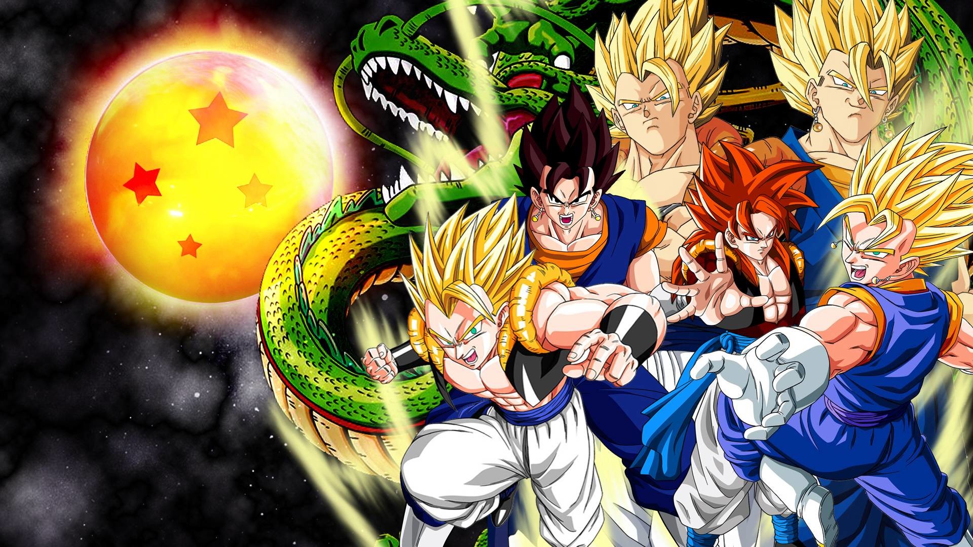 Gogeta, Vegito, Shenron, Sfera del Drago, Fusione, 1920x1080, immagine di sfondo